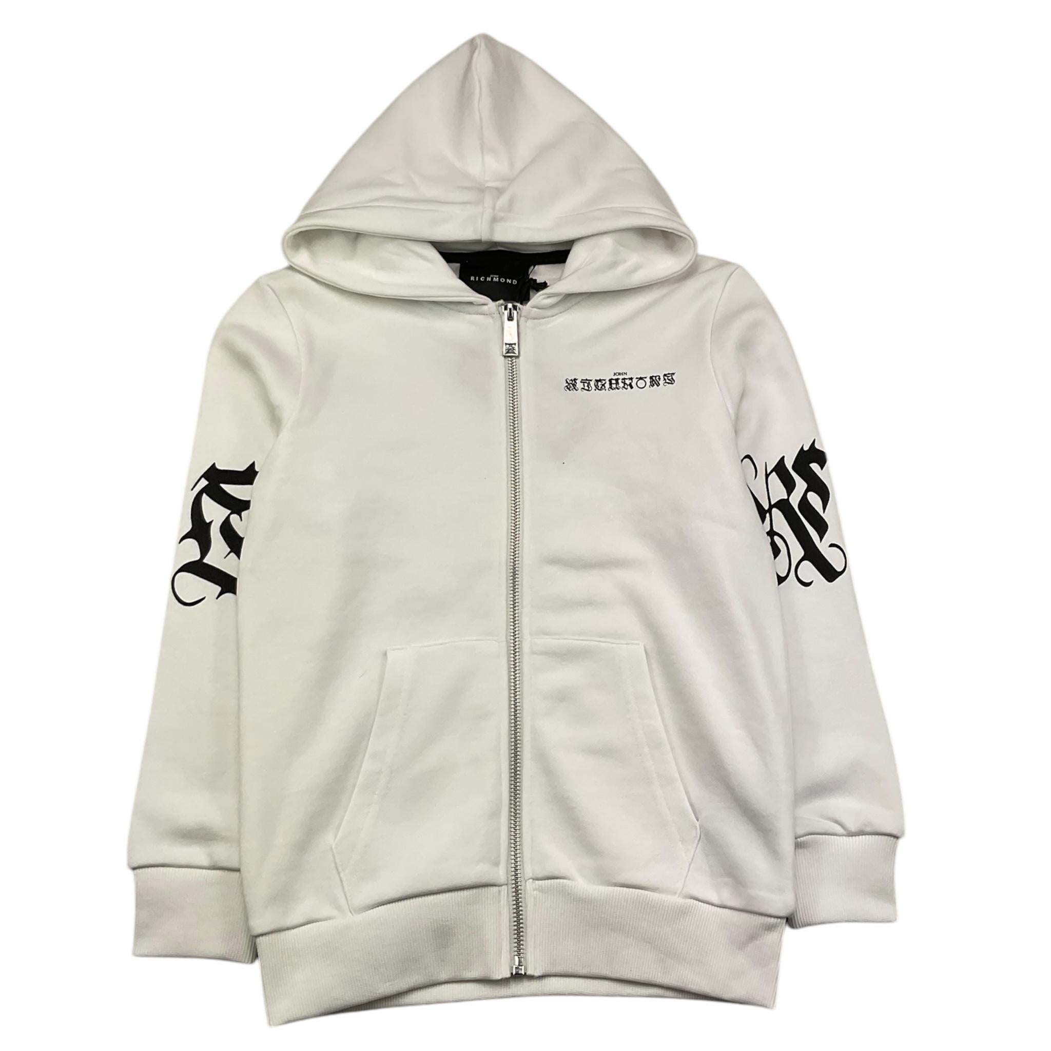 JOHN RICHMOND felpa con zip e cappuccio tinta unita con stampa Bianco per Bambino RBA25048FE BIANCO JOHN RICHMOND