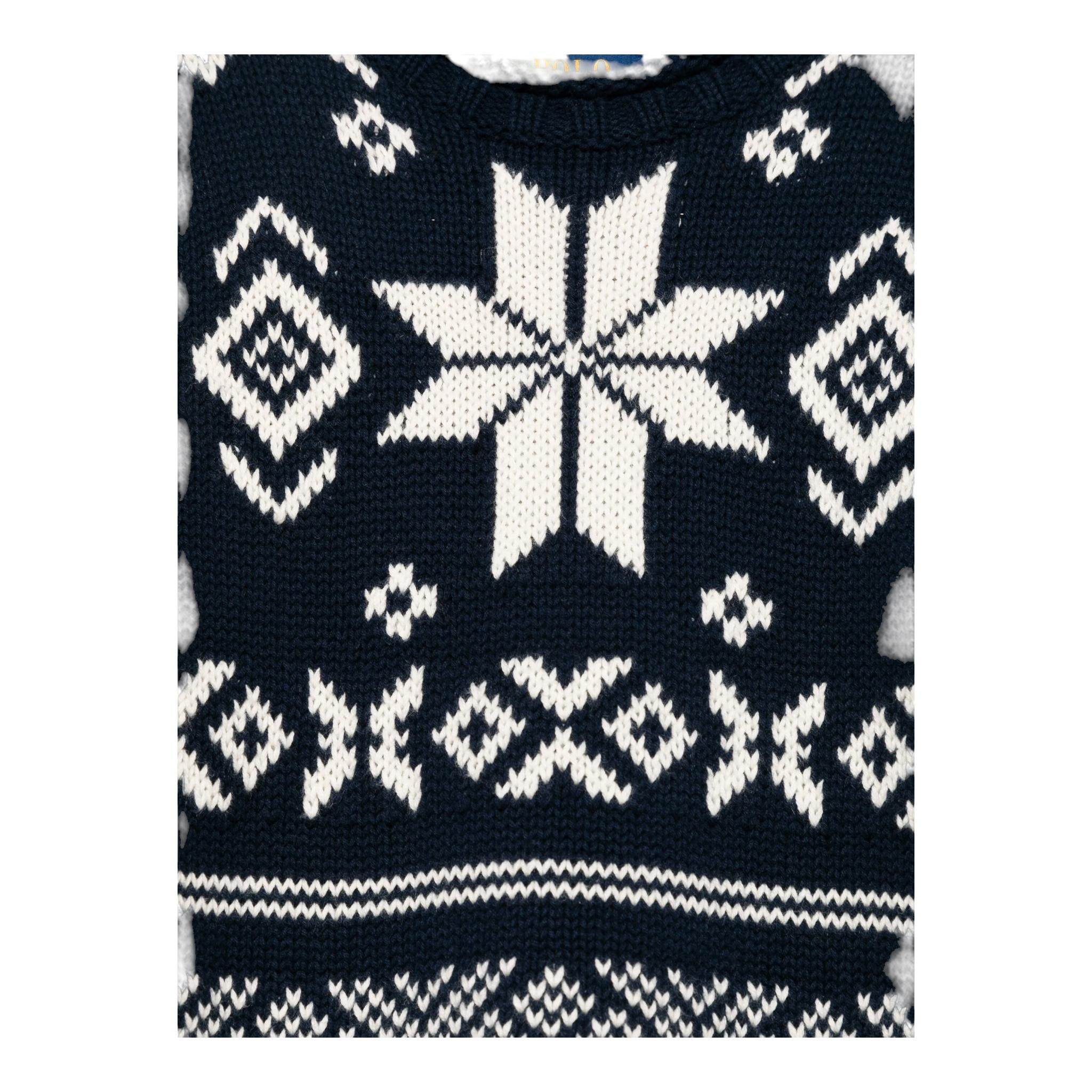 RALPH LAUREN maglia girocollo tinta unita con stampe in contrasto Blu per Neonato 322951432001N BLU RALPH LAUREN