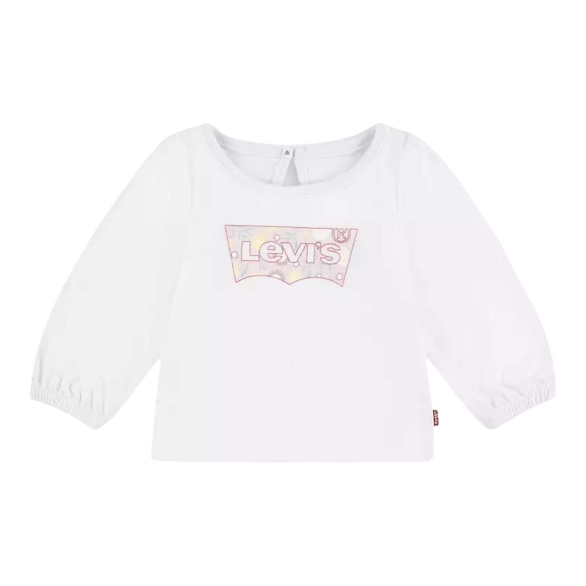 LEVI'S shirt girocollo tinta unita con stampa Bianco per Neonata 1EL412 BIANCO LEVI'S