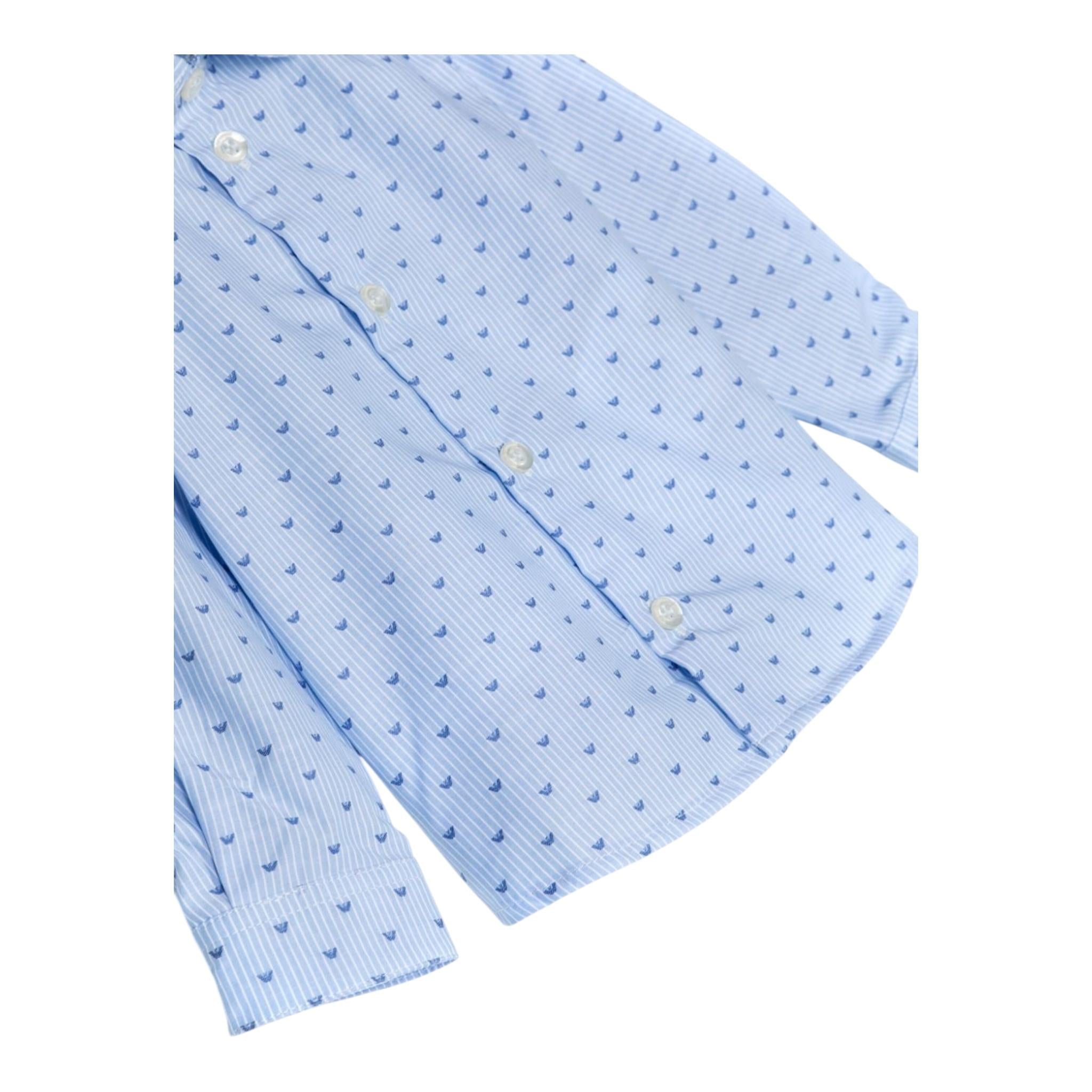 EMPORIO ARMANI camicia manica lunga tinta unita con stampe loghi Azzurro per Bambino 3D4C09 AZZURRO EMPORIO ARMANI