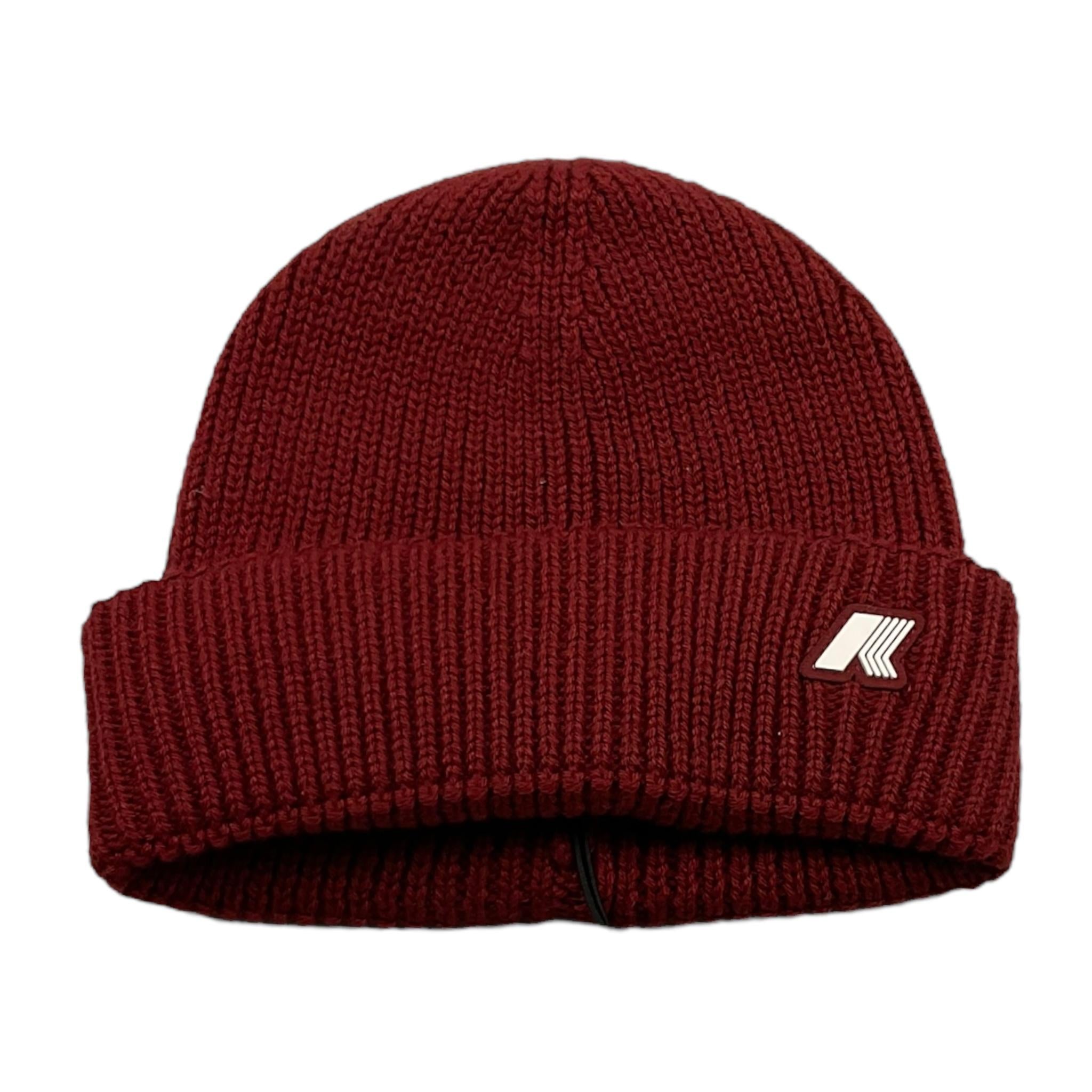 K-WAY cappello tinta unita con logo Bordeaux per Neonata K1151RW BORDEAUX K-WAY