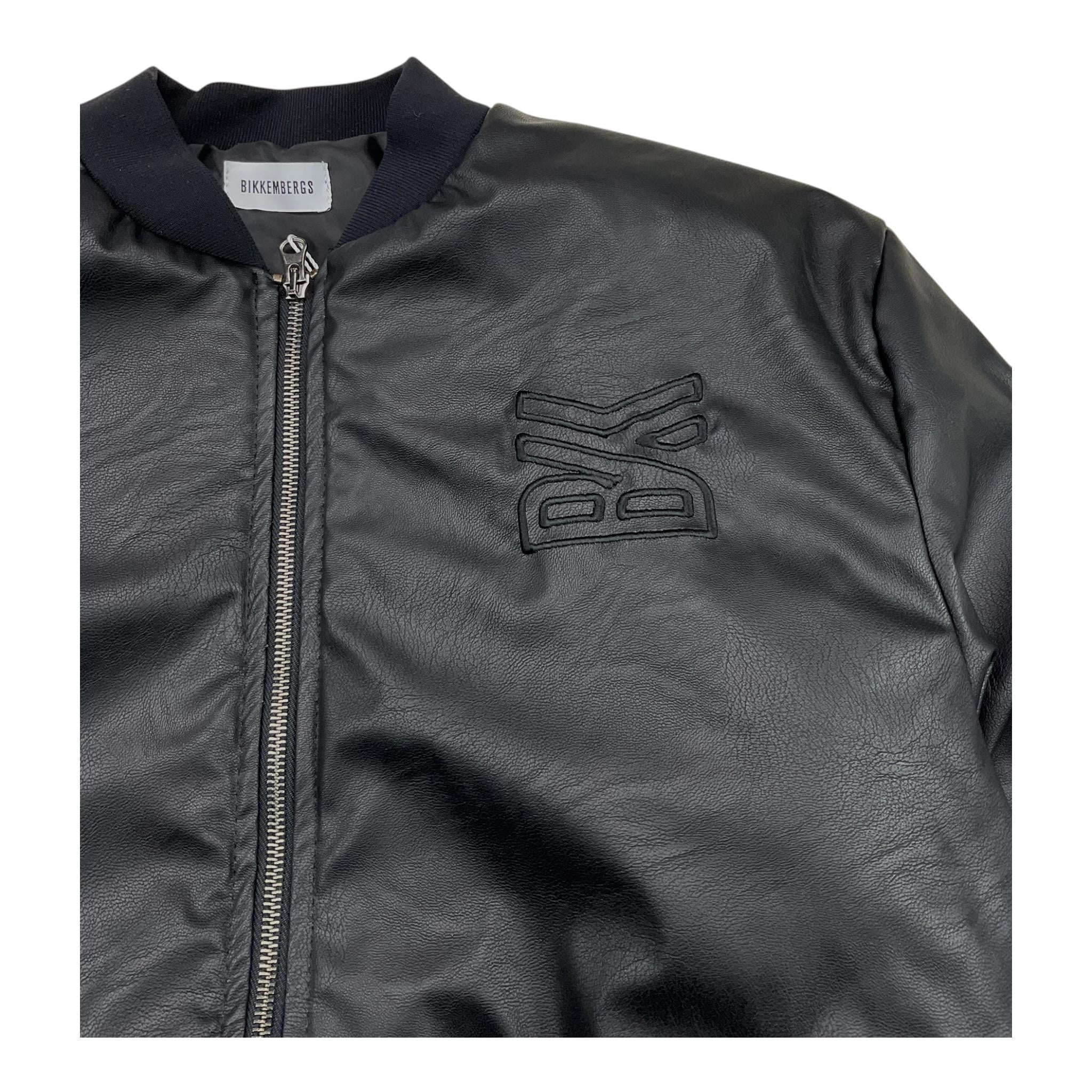BiKKEMBERGS giubbino bomber tinta unita in ecopelle Nero per Bambino BK2834 NERO BiKKEMBERGS