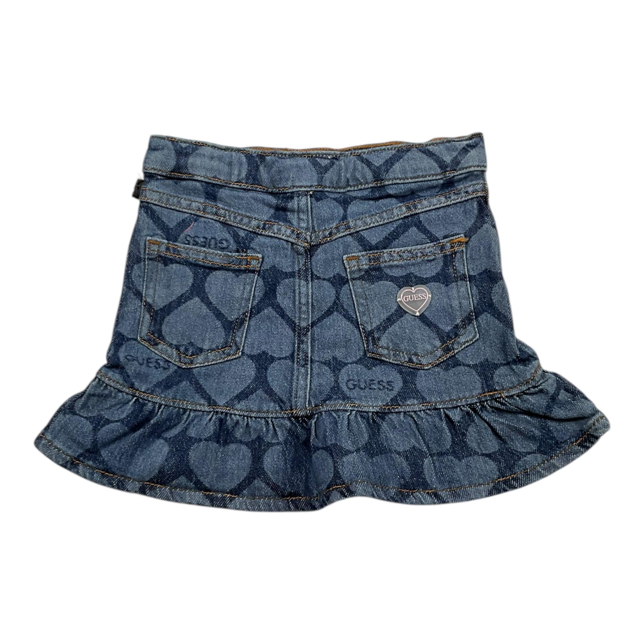 GUESS gonna in denim tinta unita con logo Blu per Bambina K4YD01D4WF0 BLU GUESS