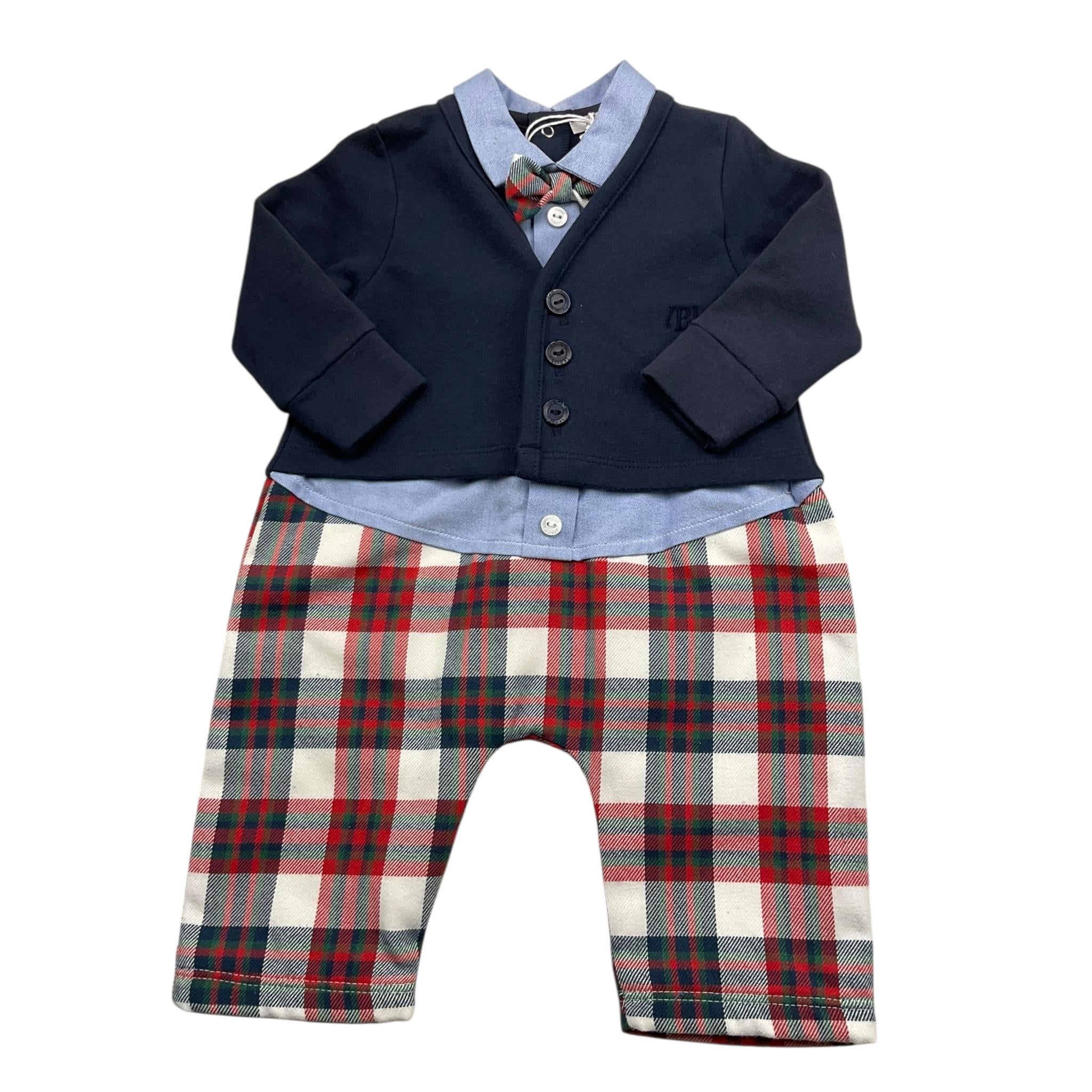 LE BEBE' tutina bicolore con finta giacca e fantasia Bianco/blu per Neonato LBB3767 BIANCO/BLU LE BEBE'