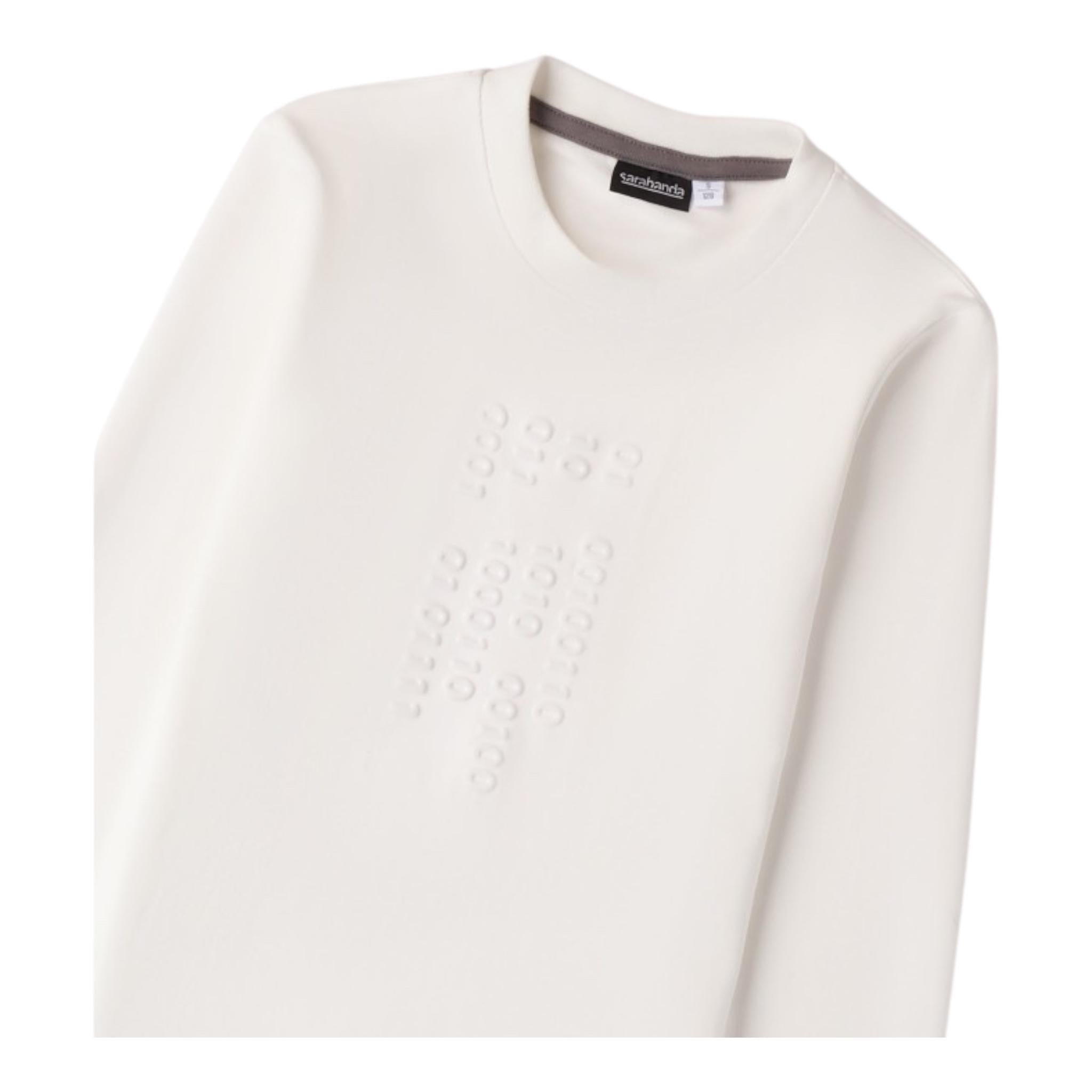 SARABANDA shirt girocollo tinta unita con stampa in rilievo Bianco per Bambino A531X BIANCO SARABANDA