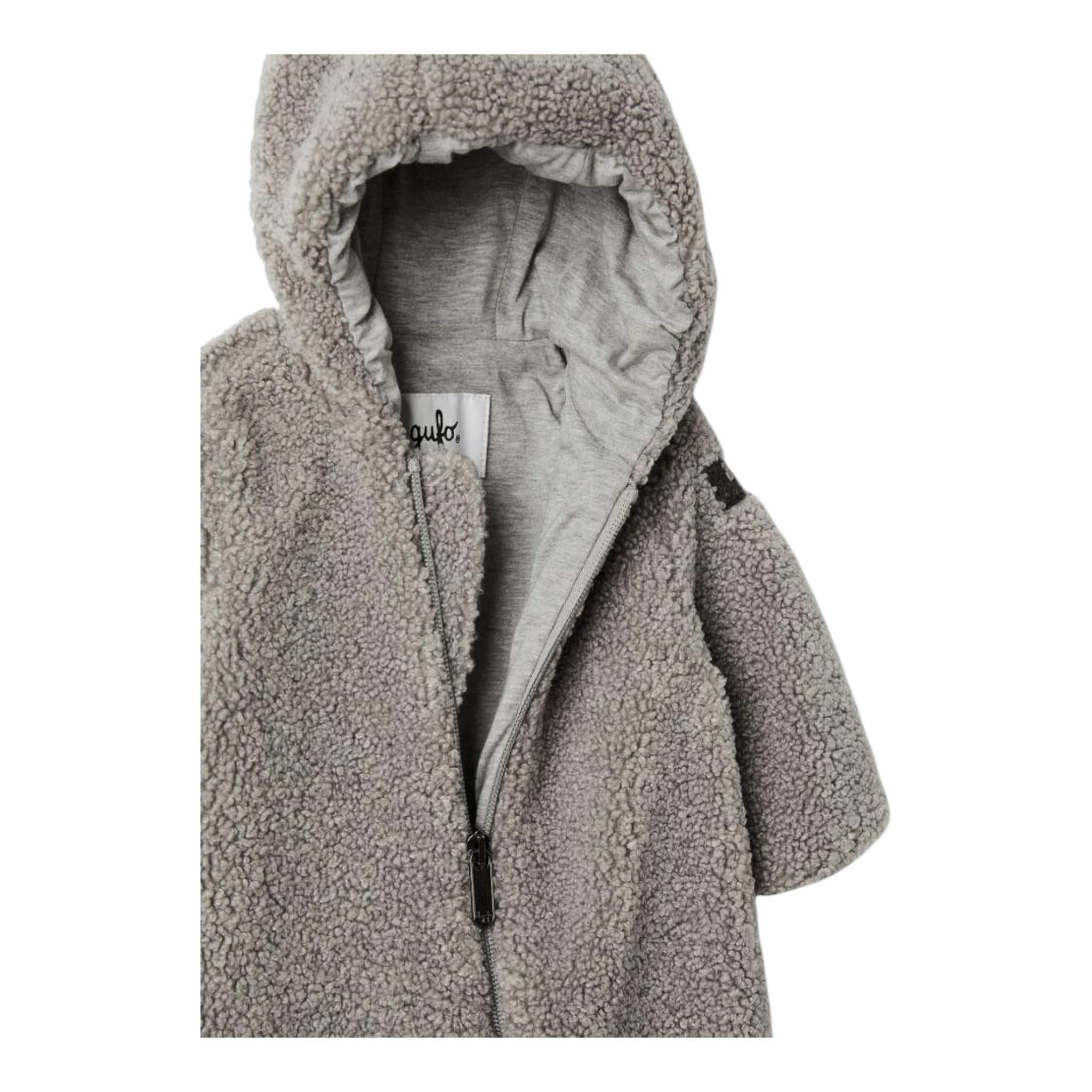 IL GUFO tutina tinta unita con orecchie e zip Grigio per Neonato A24NO058PE015 GRIGIO IL GUFO