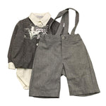 BARCELLINO completo 4 pezzi camicia-cardigan-papillon-pantalone con bretelle Grigio per Neonata 115910 GRIGIO BARCELLINO