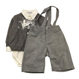 BARCELLINO completo 4 pezzi camicia-cardigan-papillon-pantalone con bretelle Grigio per Neonata 115910 GRIGIO BARCELLINO