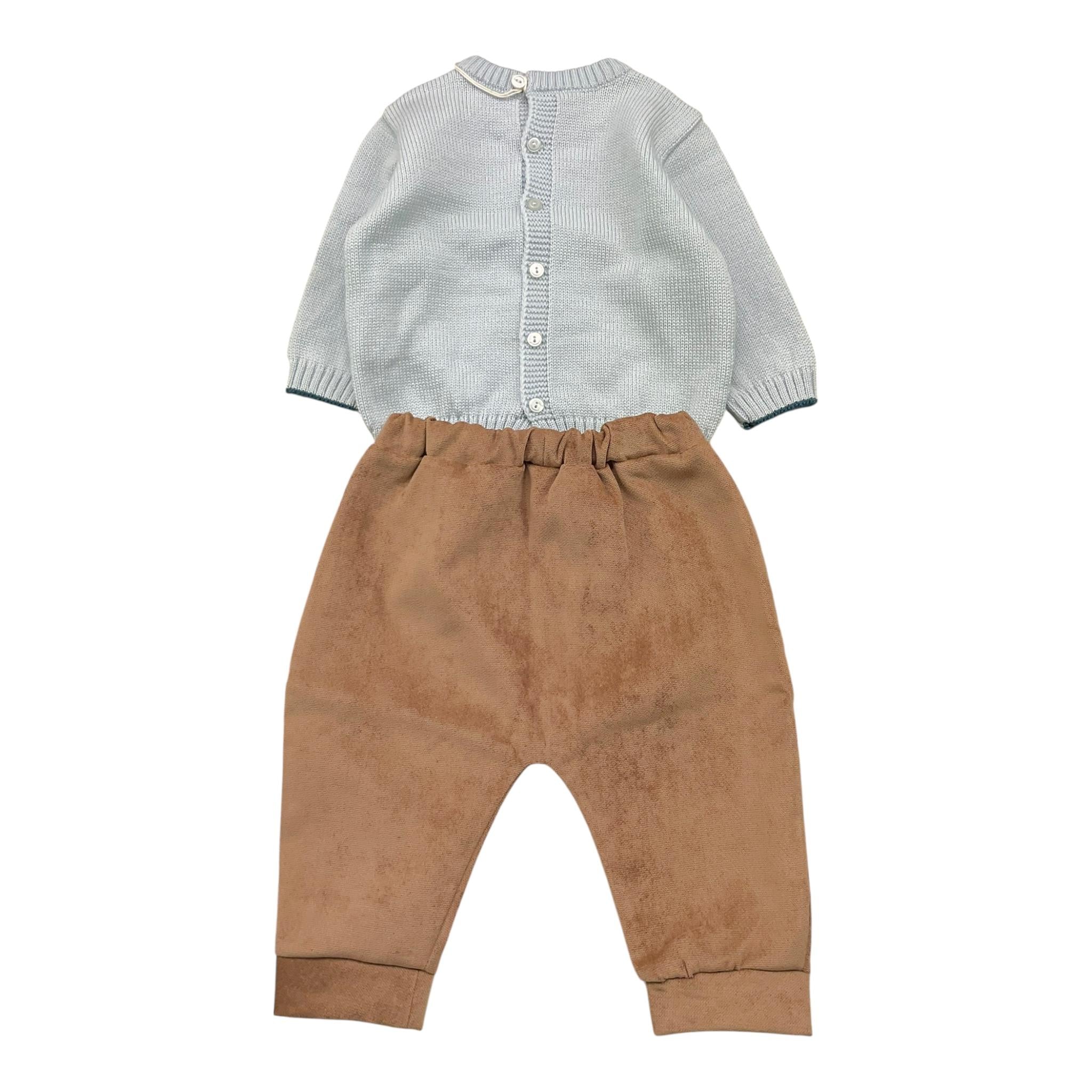 MARLU' completo 2pz maglia-pantalone bicolore Azzurro per Neonato IG5453 AZZURRO MARLU'
