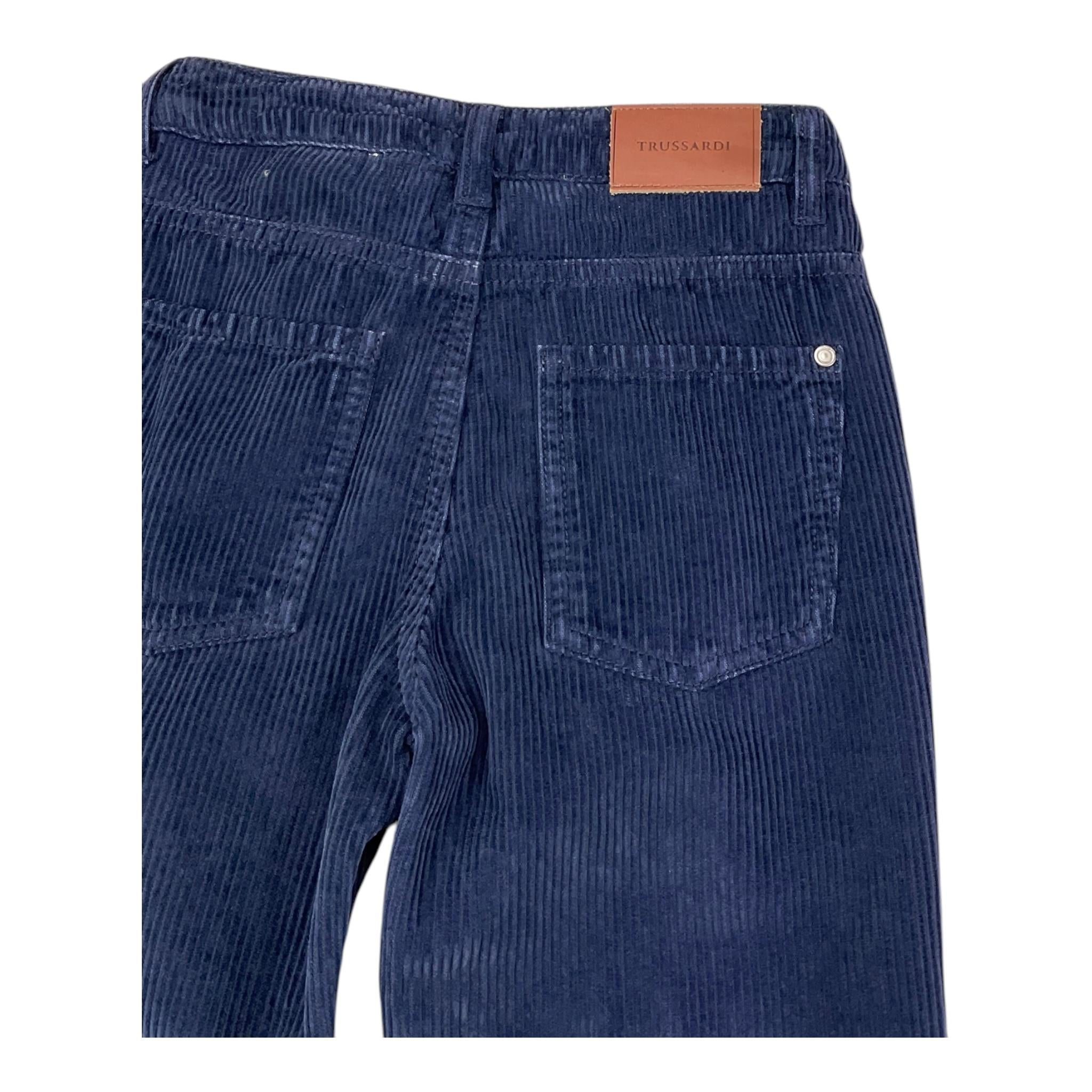 TRUSSARDI pantalone in camoscio tinta unita con girovita regolabile Blu per Bambino TBA25025PA BLU TRUSSARDI