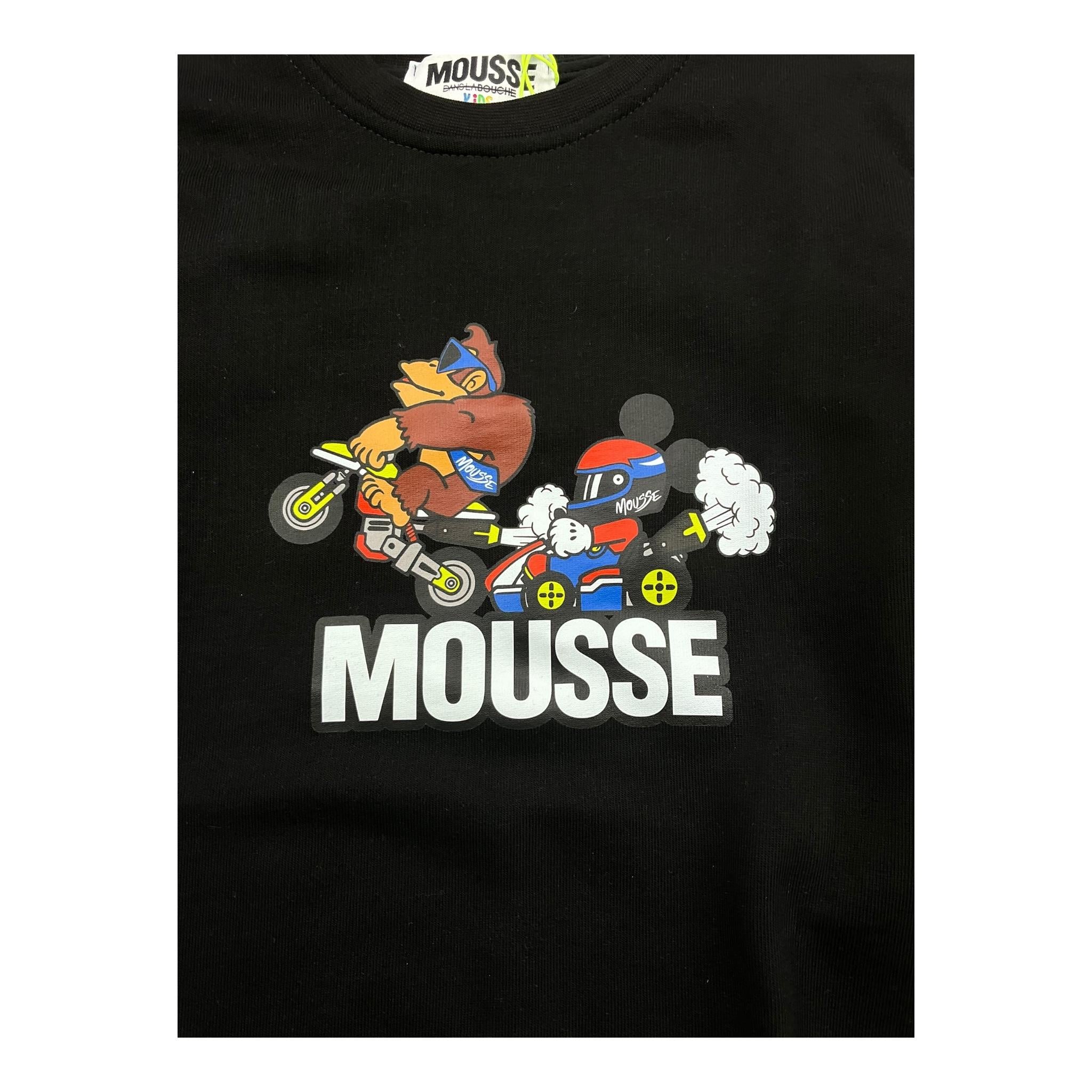 MOUSSE felpa girocollo tinta unita con stampa Nero per Bambino HKFG370B NERO MOUSSE