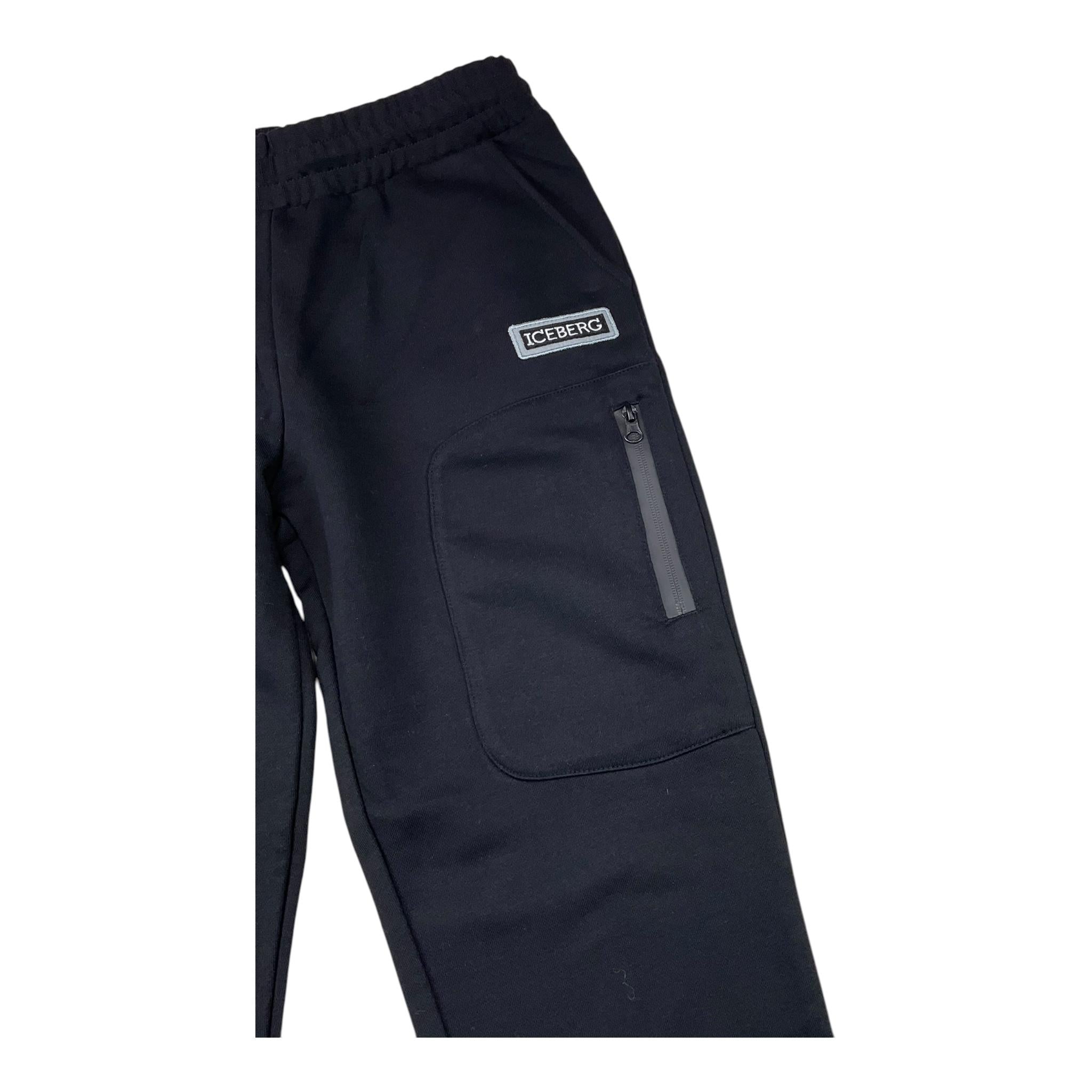 ICEBERG pantalone tuta tinta unita cn stampa logo Nero per Bambino PFICE5305J NERO ICEBERG