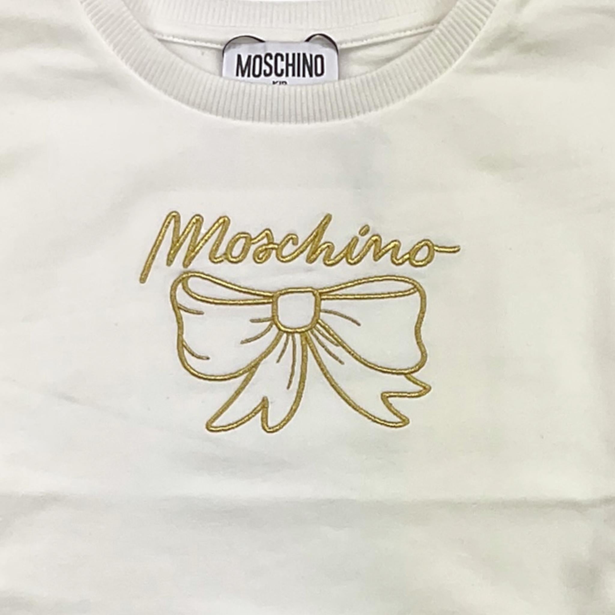 MOSCHINO felpa girocollo tinta unita con stampa Bianco per Bambina HDF06H BIANCO MOSCHINO