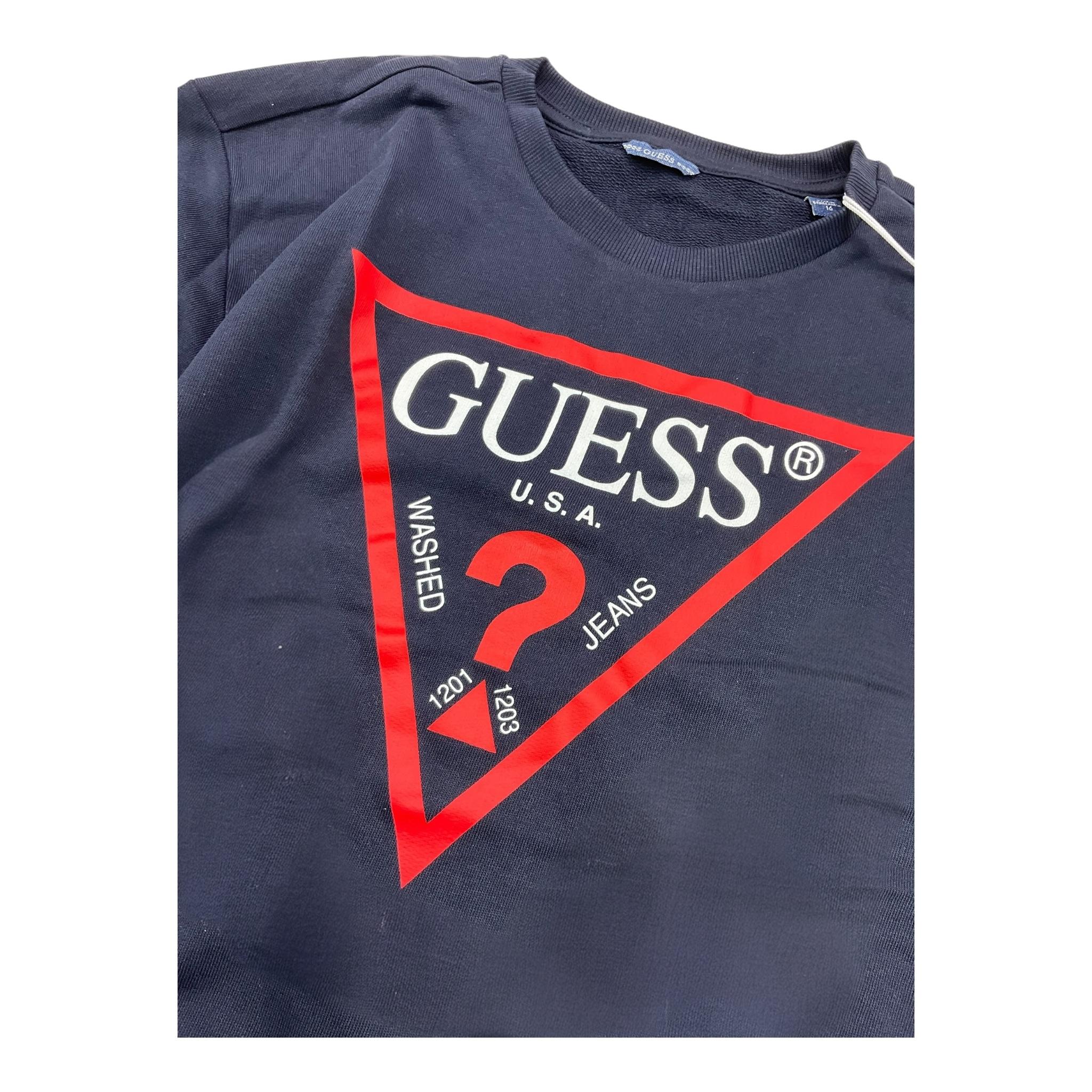 GUESS felpa chiusa girocollo tinta unita con stampa logo Blu per Bambino L73Q09KAUG0 BLU GUESS