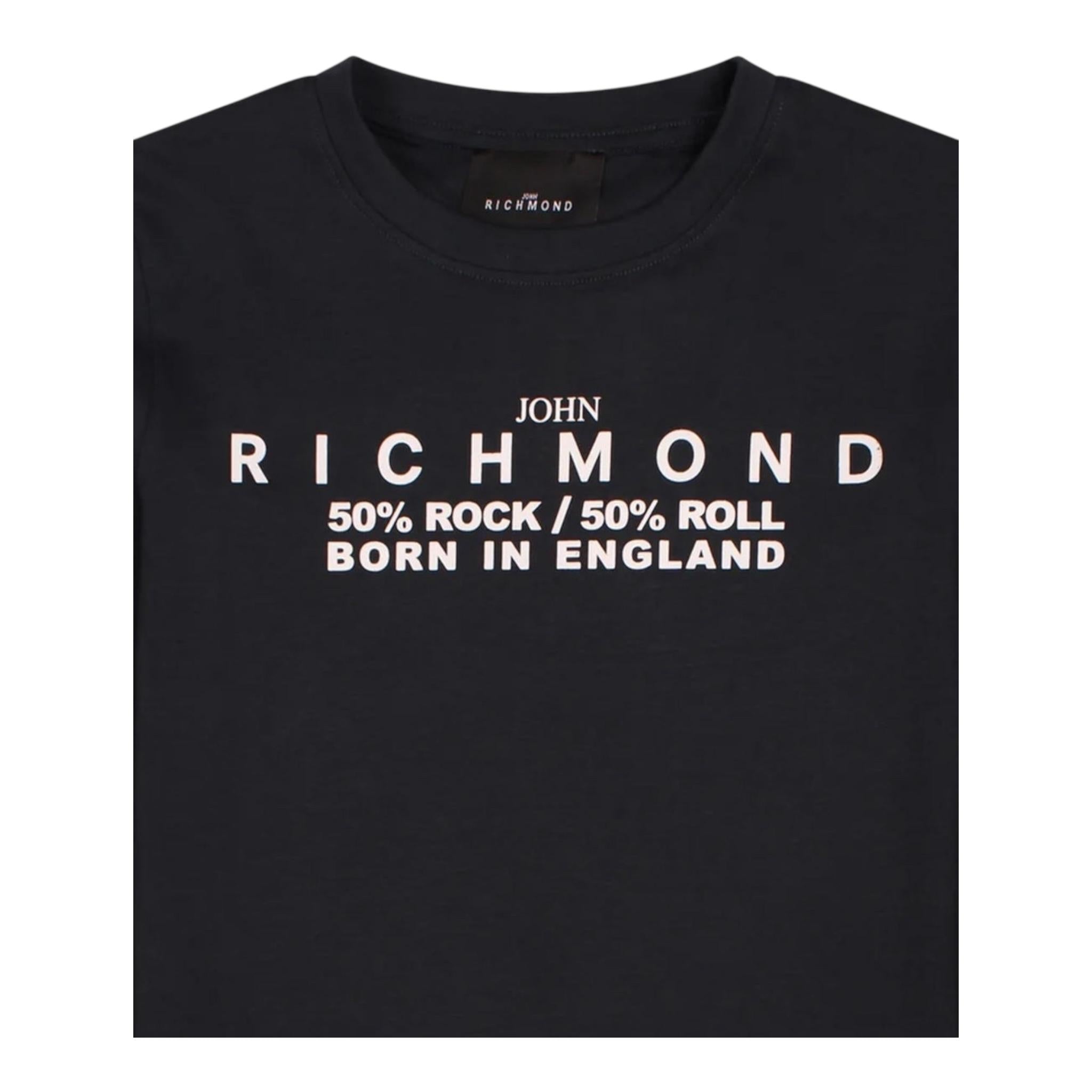 JOHN RICHMOND shirt girocollo tinta unita con stampa Nero per Bambino RBA24043TS NERO JOHN RICHMOND