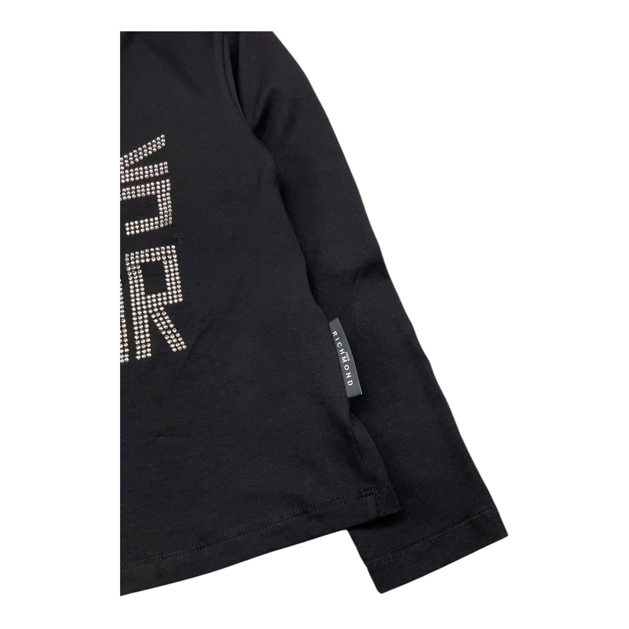 JOHN RICHMOND shirt girocollo tinta unita con stampa brillantinata Nero per Bambina RGA25182TS NERO JOHN RICHMOND