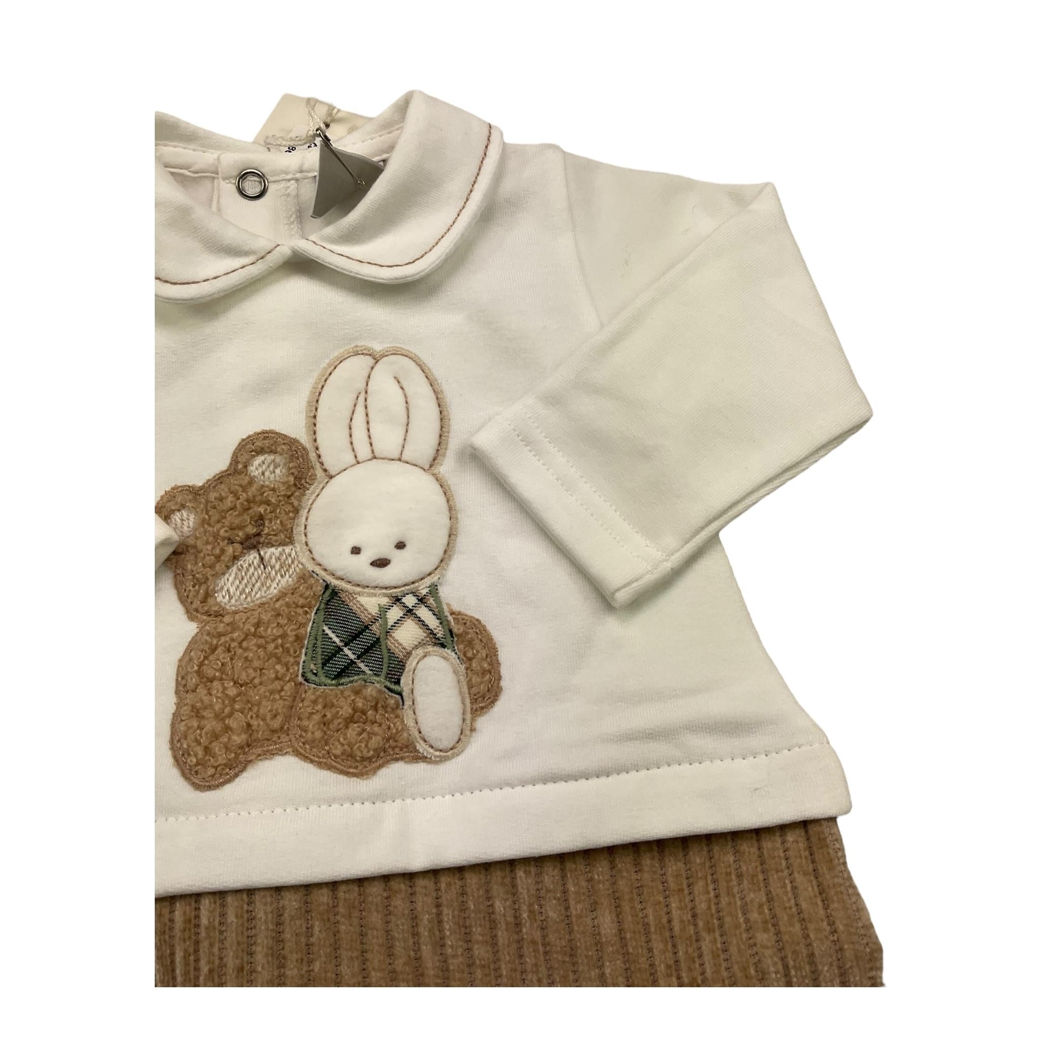 MARLU' tutina bicolore con stampa Bianco/beige per Neonato IB5714 BIANCO/BEIGE MARLU'