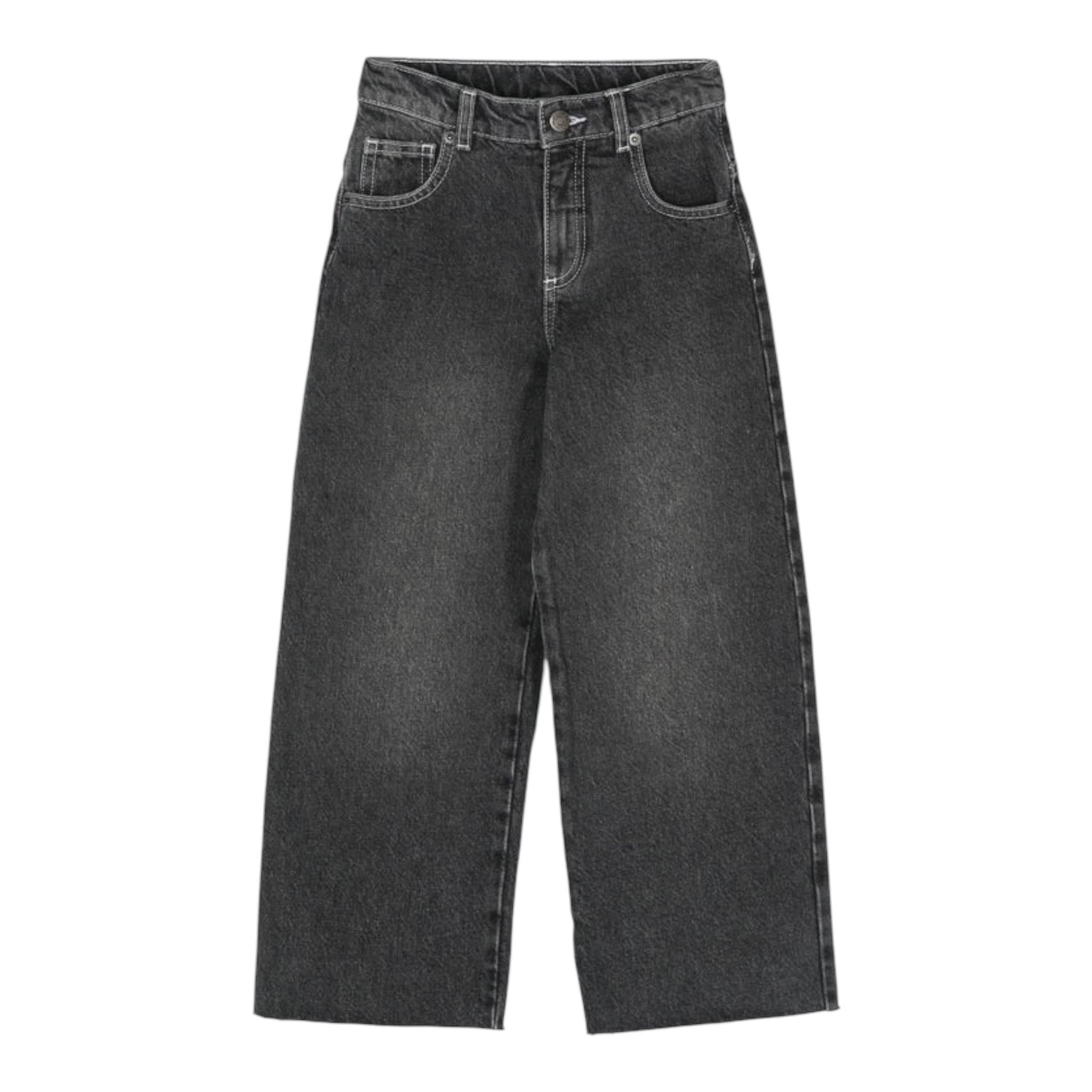DOU DOU jeans tinta unita con girovita regolabile modello palazzo Nero per Bambina DV6P50X NERO DOU DOU