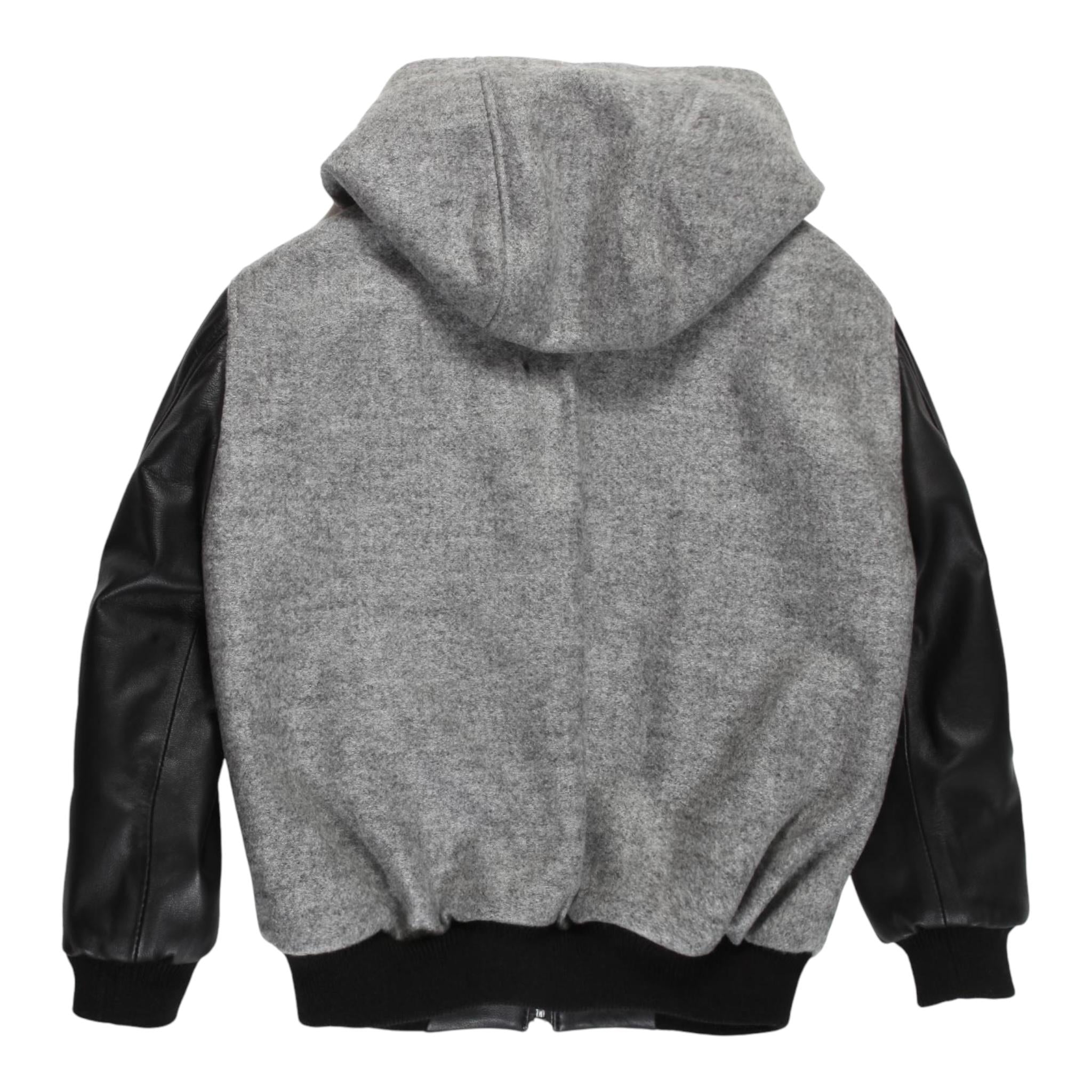 NUPKEET giubbino tinta unita con cappuccio e manica in ecopelle Grigio per Bambino 4DNK401 GRIGIO NUPKEET