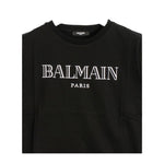 BALMAIN t-shirt girocollo tinta unita con logo Nero per Bambino BV8R51 NERO BALMAIN