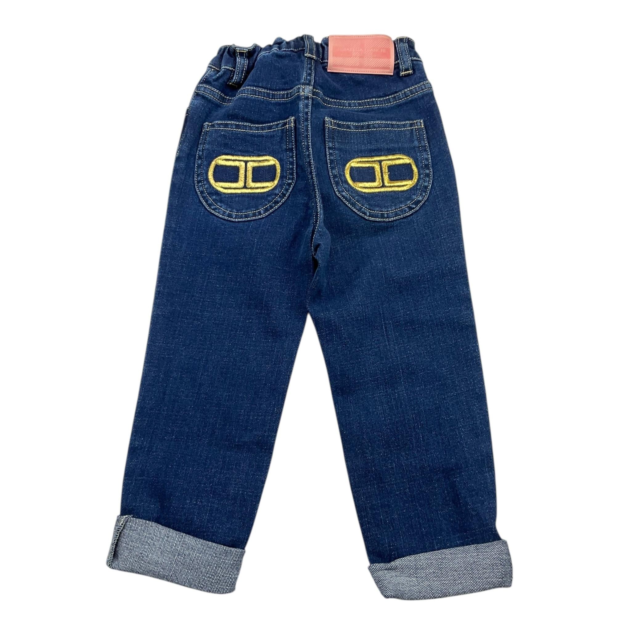 ELISABETTA FRANCHI jeans tinta unita con logo Blu per Bambina EFPA125 BLU ELISABETTA FRANCHI
