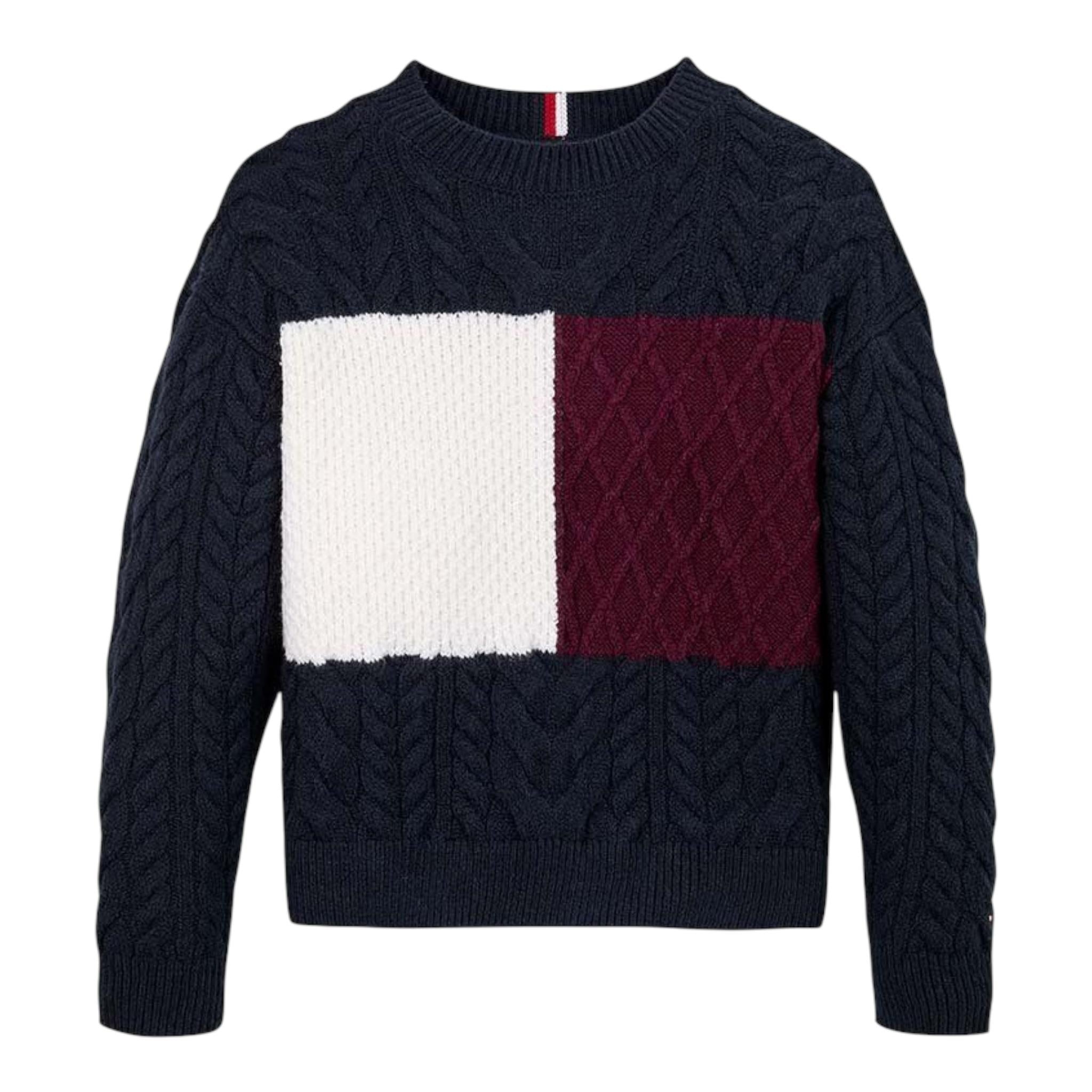 TOMMY HILFIGER maglia tricolore girocollo Blu per Bambino KB0KB09251 BLU TOMMY HILFIGER