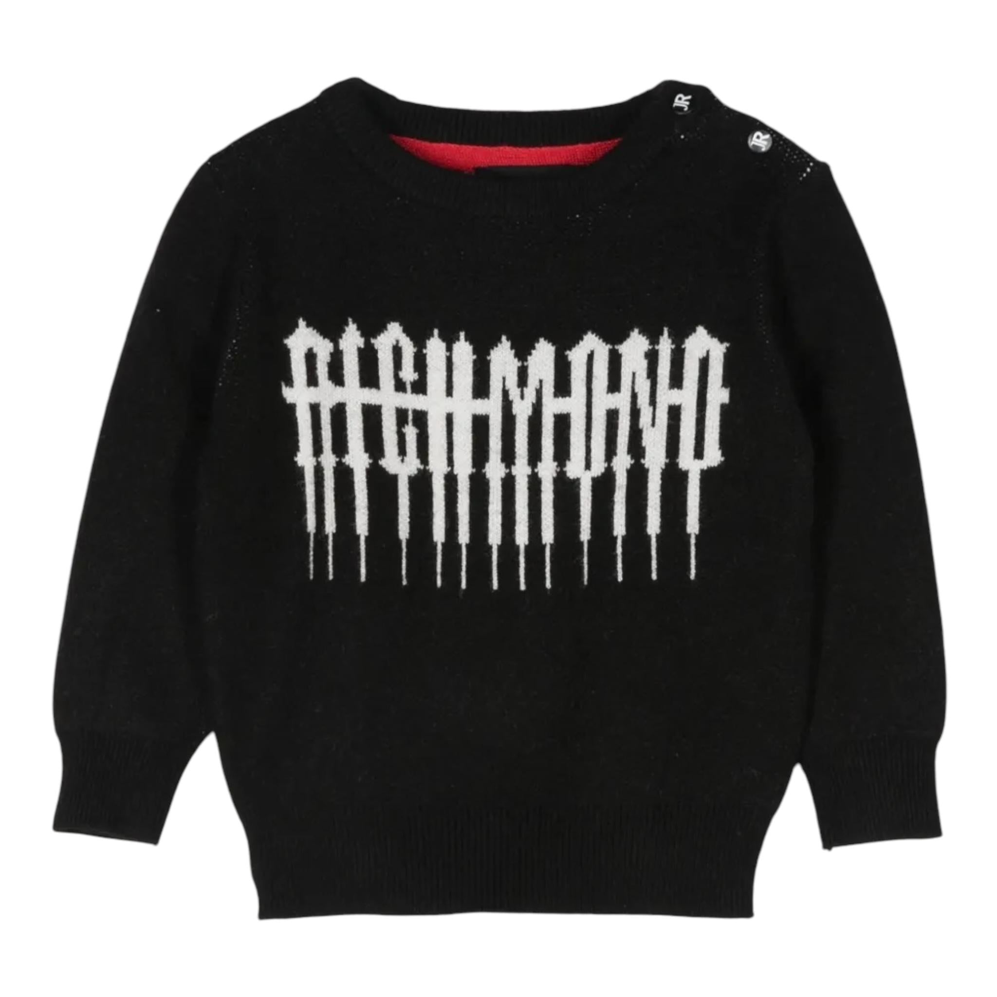 JOHN RICHMOND maglia tinta unita girocollo con stampa Nero per Neonato RIA24071MA NERO JOHN RICHMOND
