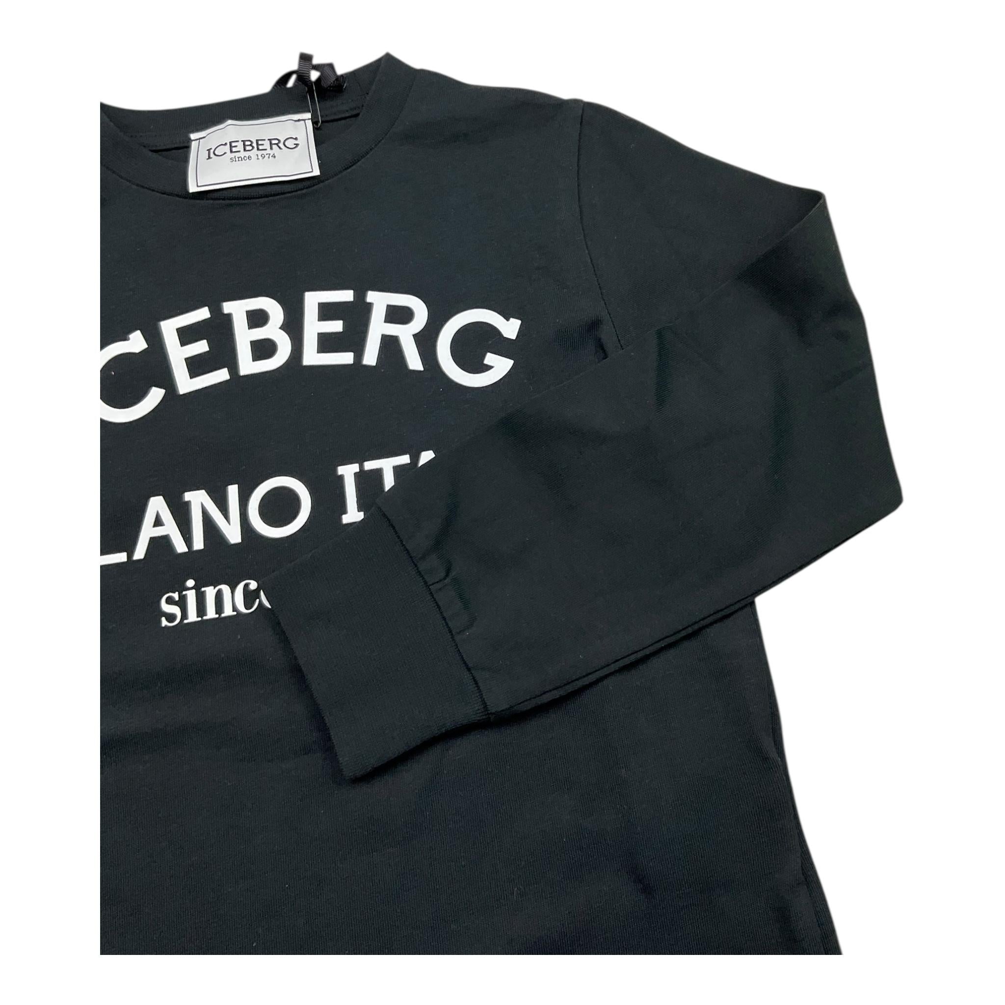 ICEBERG shirt tinta unita con stampa in contrasto Nero per Bambino TSICE5329JX NERO ICEBERG
