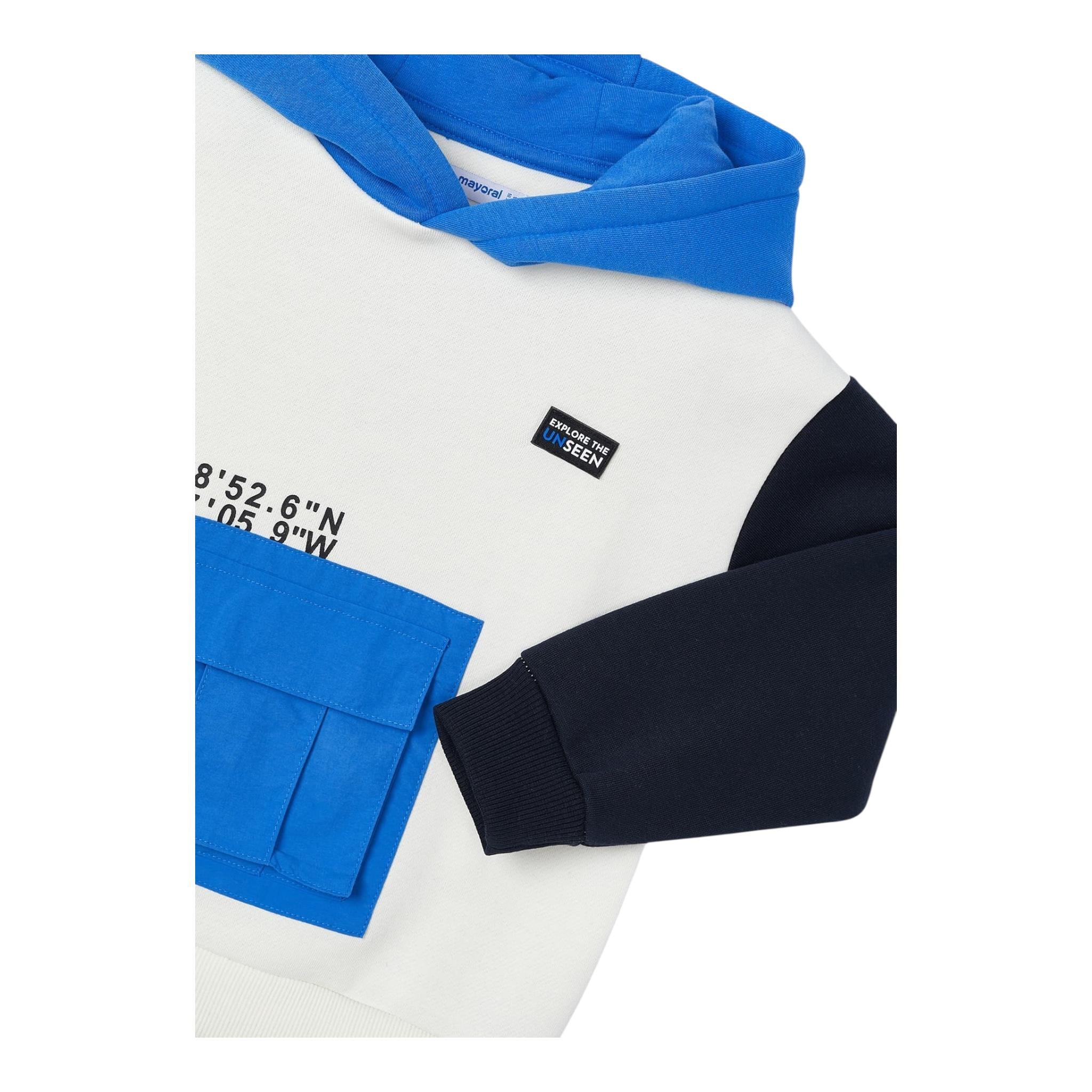 MAYORAL felpa chiusa con cappuccio tricolore Bianco per Bambino 4457 BIANCO MAYORAL