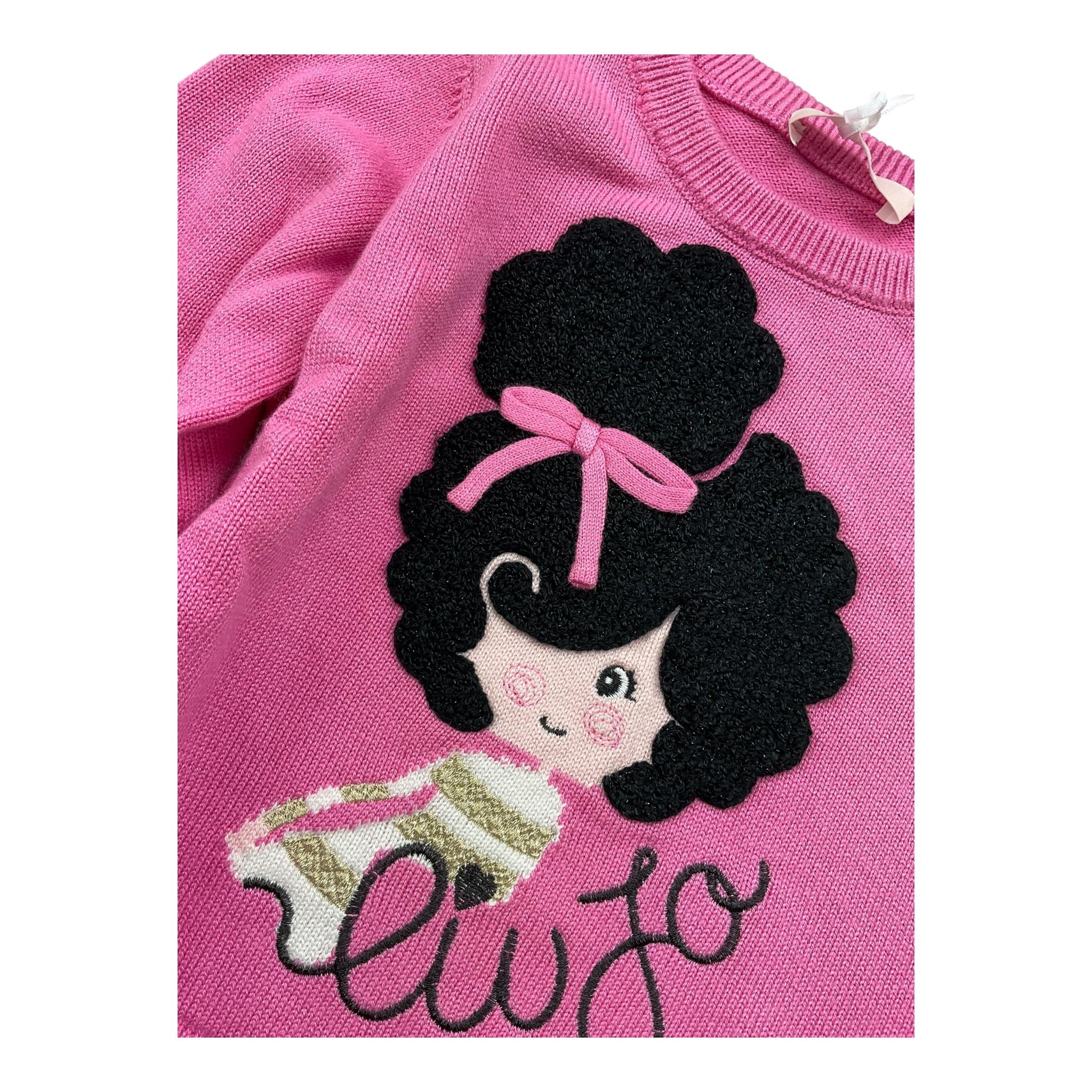 LIU JO maglia girocollo tinta unita con stampa in contrasto Rosa per Neonata KF4037XX ROSA LIU JO