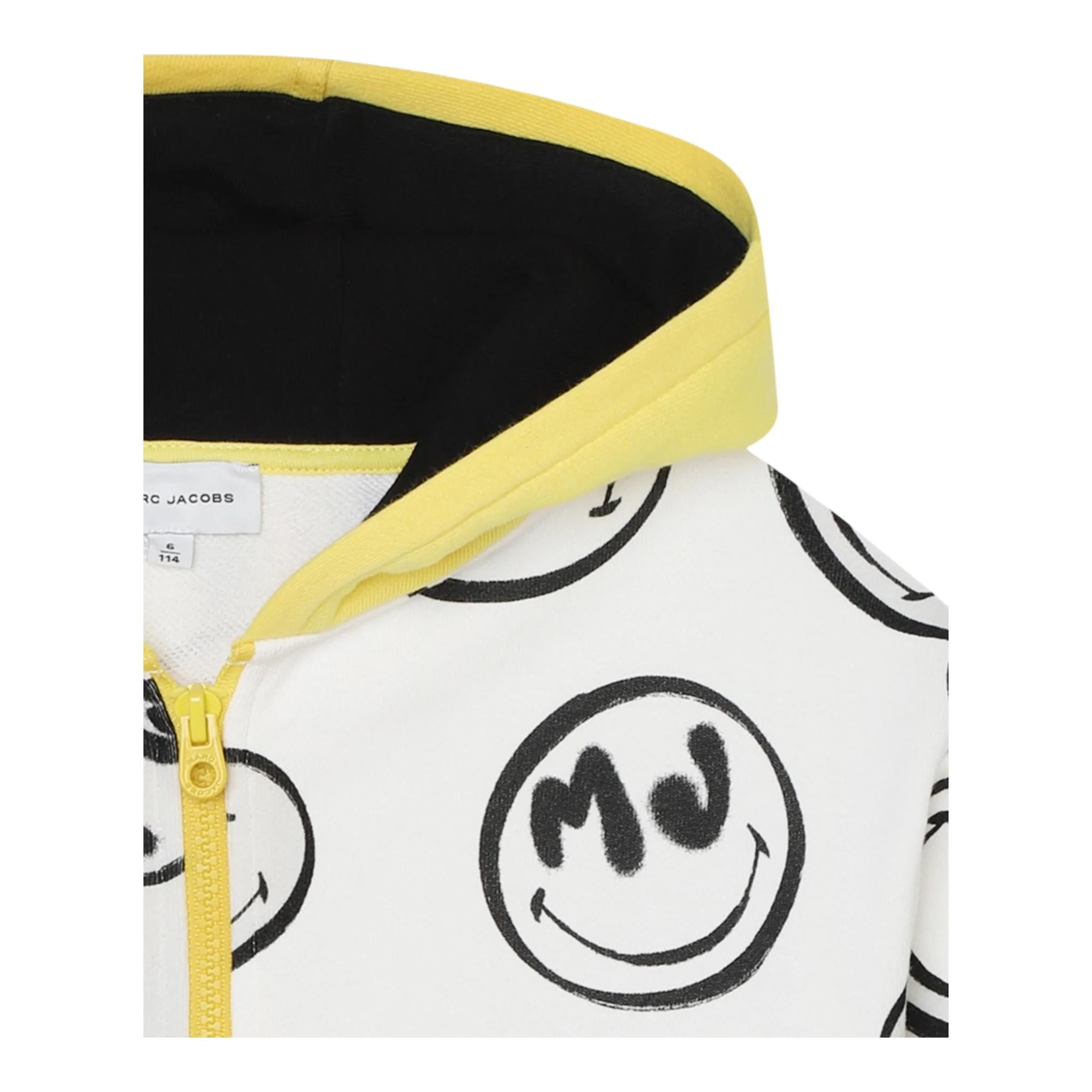 MARC JACOBS felpa con zip e cappuccio tinta unita con smile Bianco per Bambino W60027 BIANCO MARC JACOBS