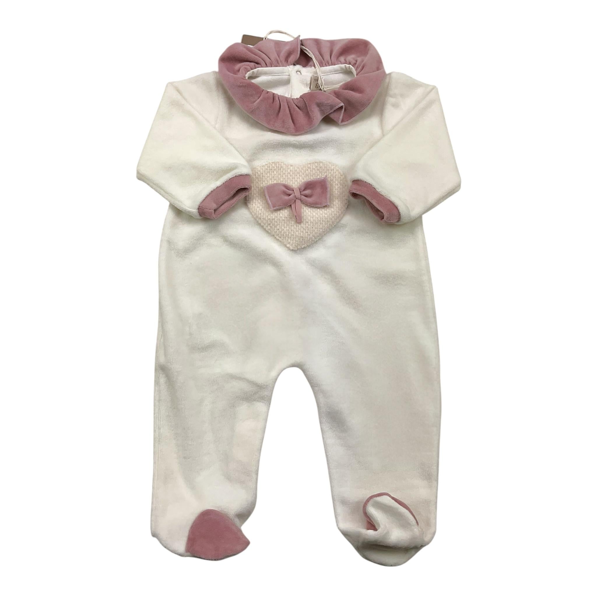 LA STUPENDERIA tutina tinta unita con profili in contrasto Panna per Neonata TBTT02 PANNA LA STUPENDERIA