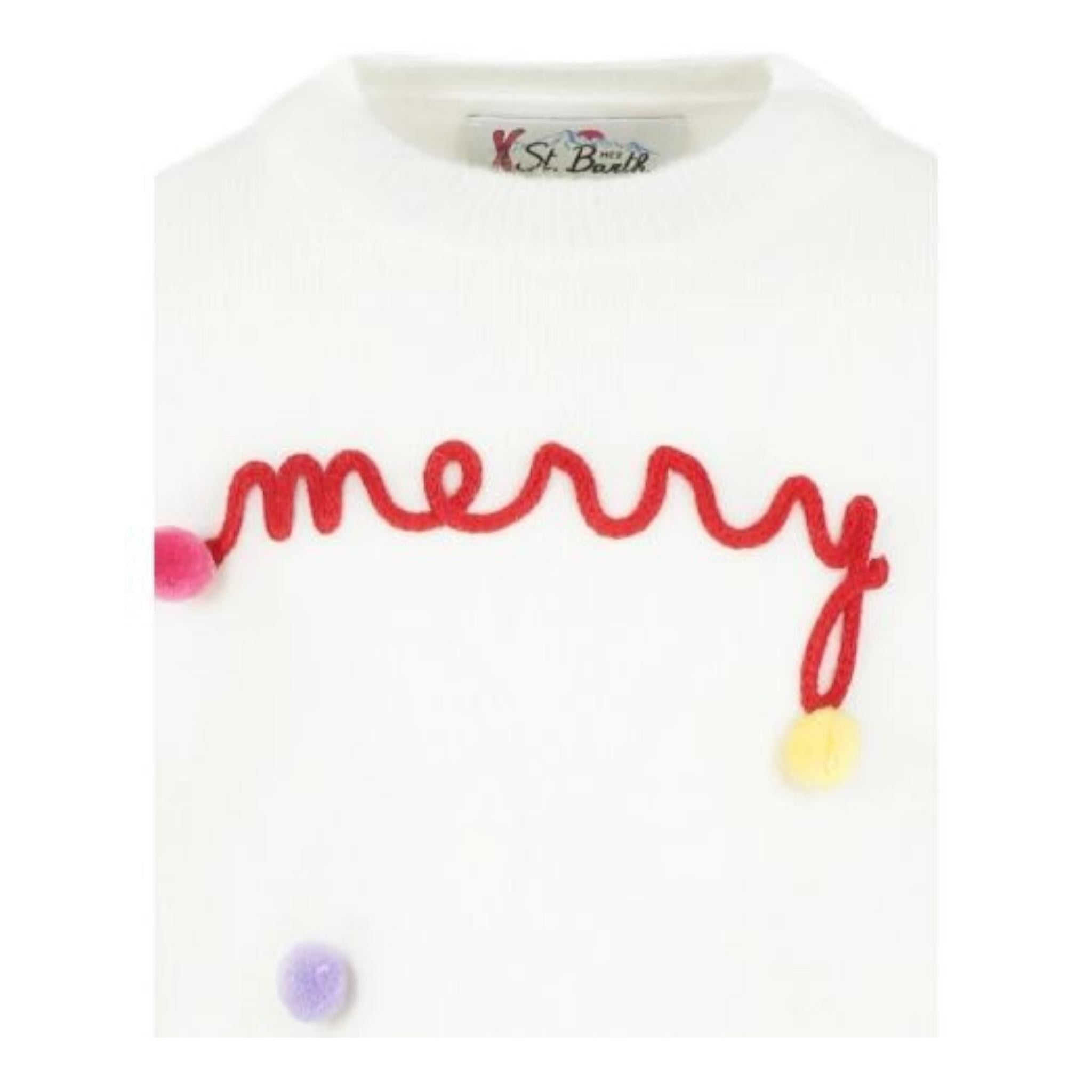 SAINT BARTH maglia girocollo tinta unita con applicazioni Bianco per Bambina JSS0011 BIANCO SAINT BARTH