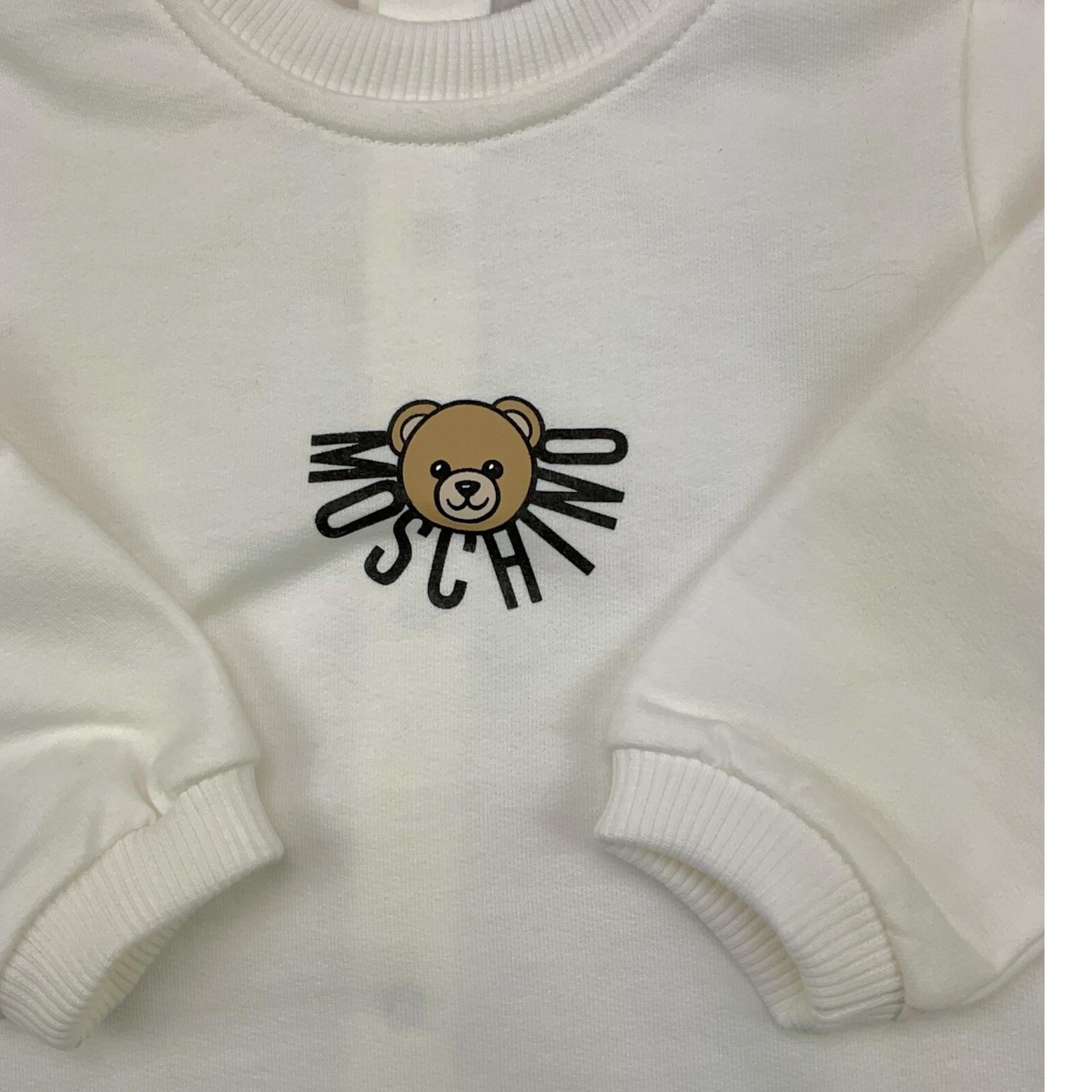 MOSCHINO tutina tinta unita con stampa Bianco per Neonato MNY05L BIANCO MOSCHINO