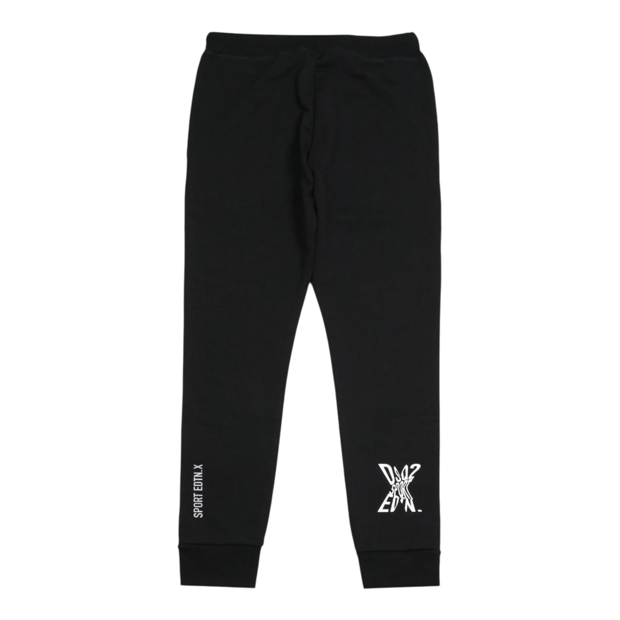 DSQUARED2 pantalone tuta tinta unita con stampa logo Nero per Bambino DQ2527XXX NERO DSQUARED2
