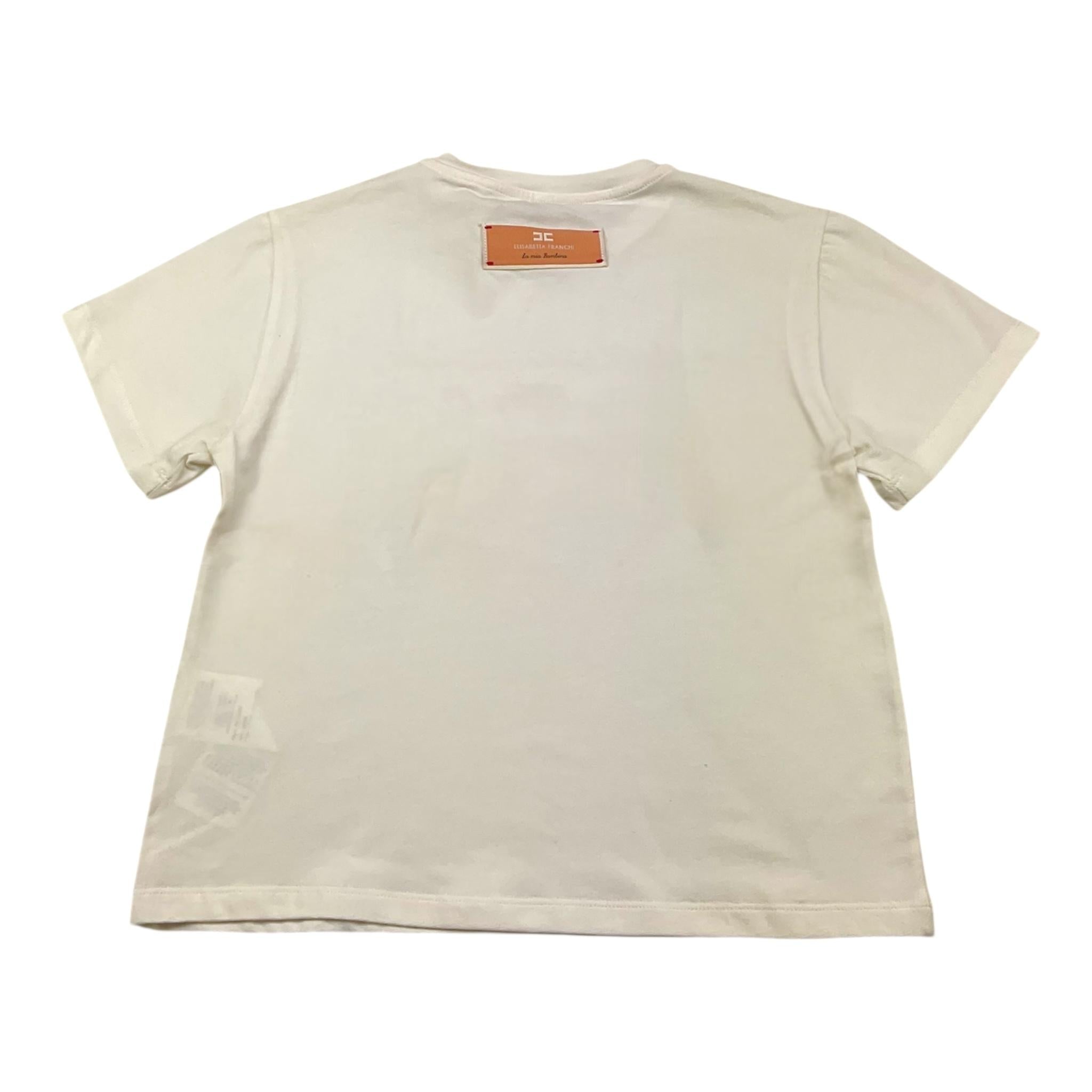 ELISABETTA FRANCHI t-shirt tinta unita girocollo con logo Bianco per Bambina EFTS145 BIANCO ELISABETTA FRANCHI