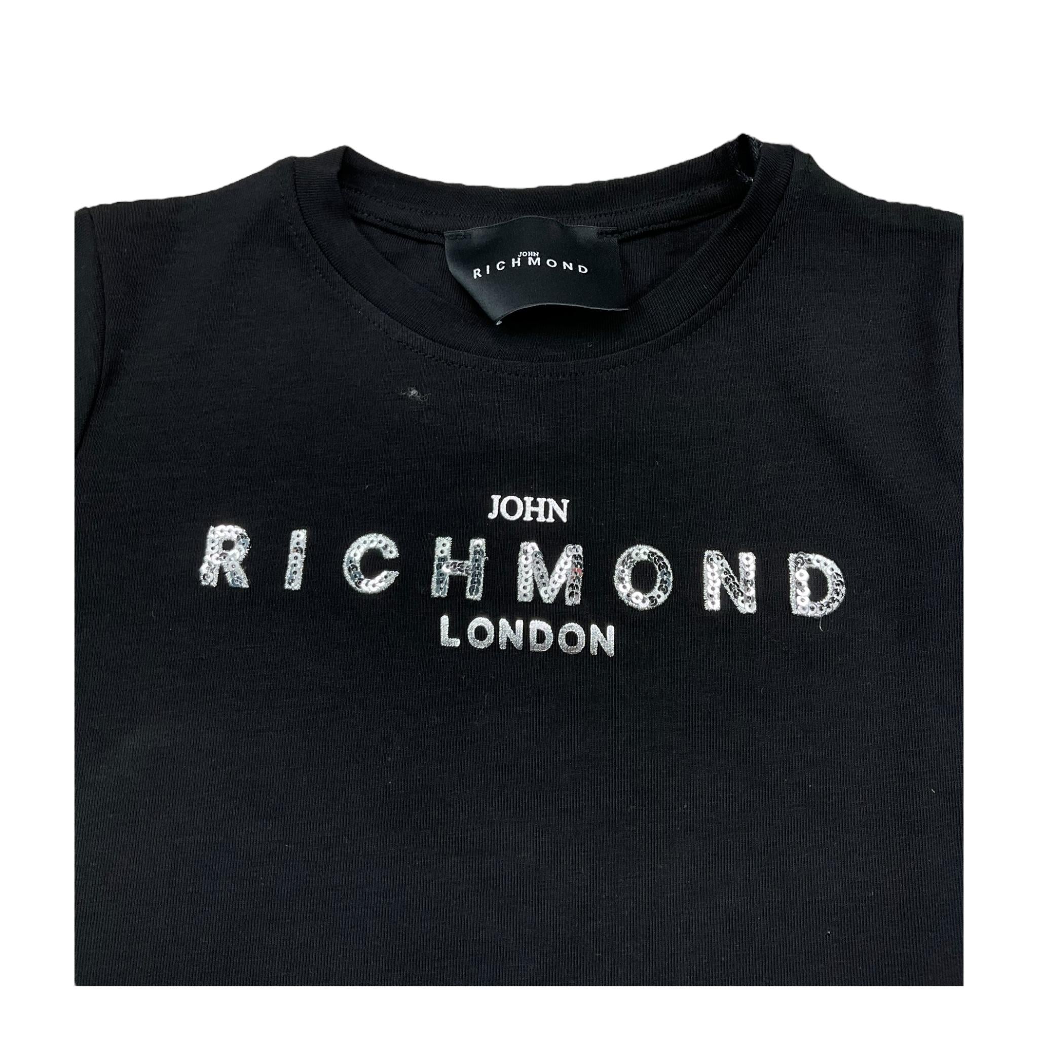JOHN RICHMOND t-shirt girocollo tinta unita con stampa Nero per Neonata RGA24055TSN NERO JOHN RICHMOND