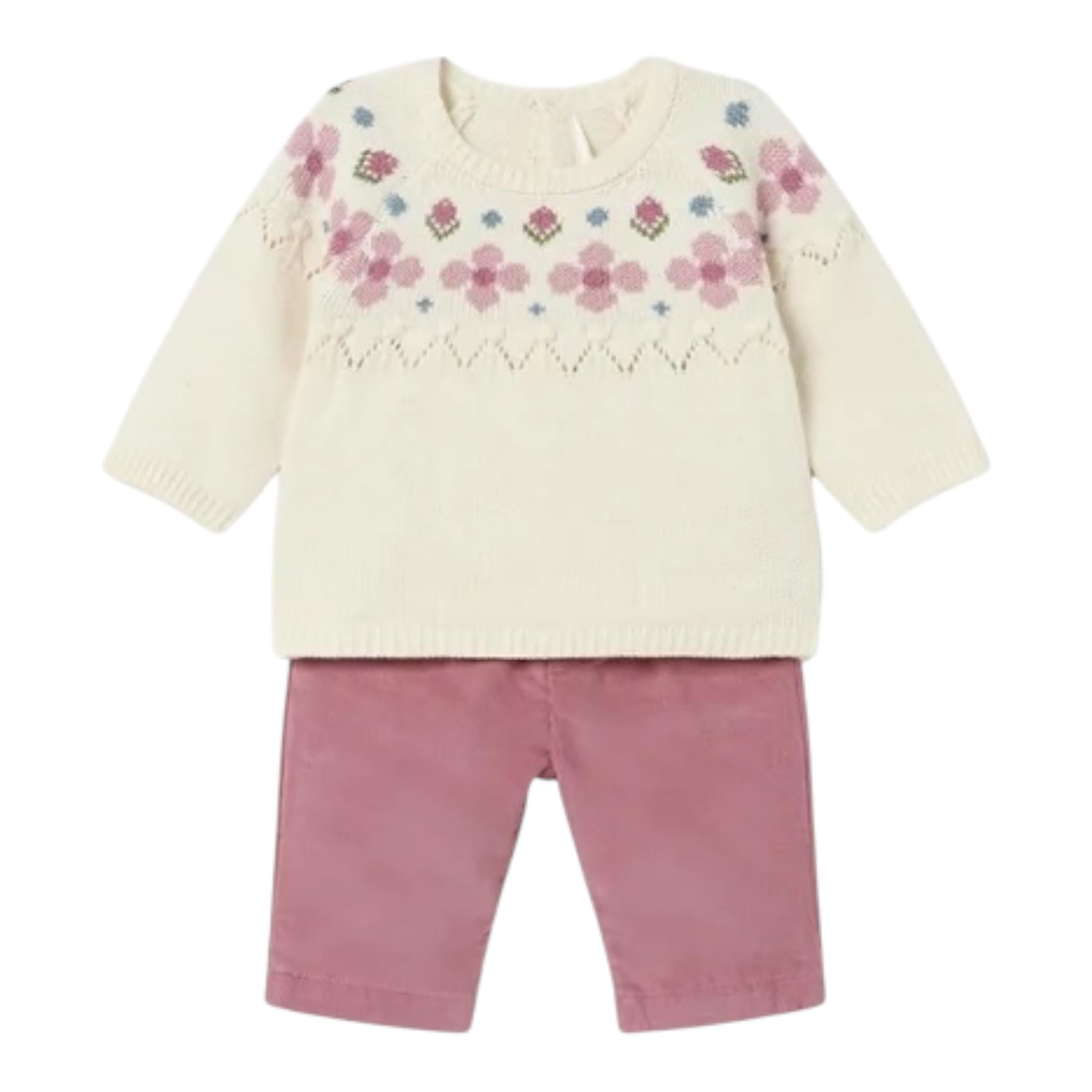 MAYORAL completo 2pz maglia-pantalone bicolore Beige/rosa per Neonata 2519 BEIGE/ROSA MAYORAL