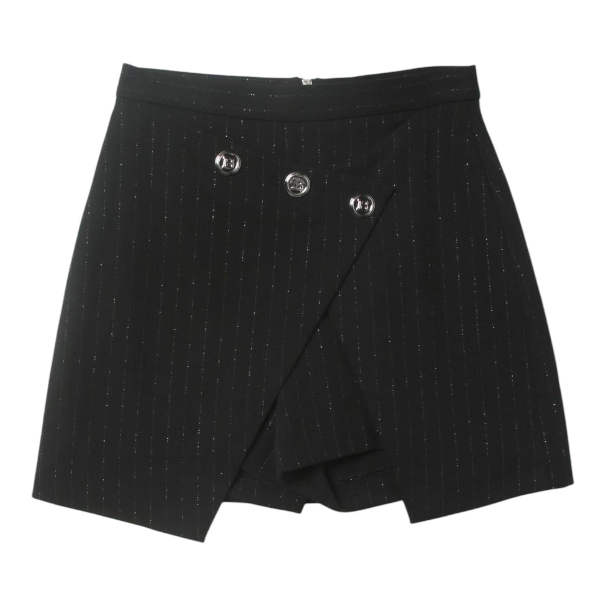 BALMAIN short tinta unita con bottoni in contrasto Nero per Bambina 6R7A21 NERO BALMAIN