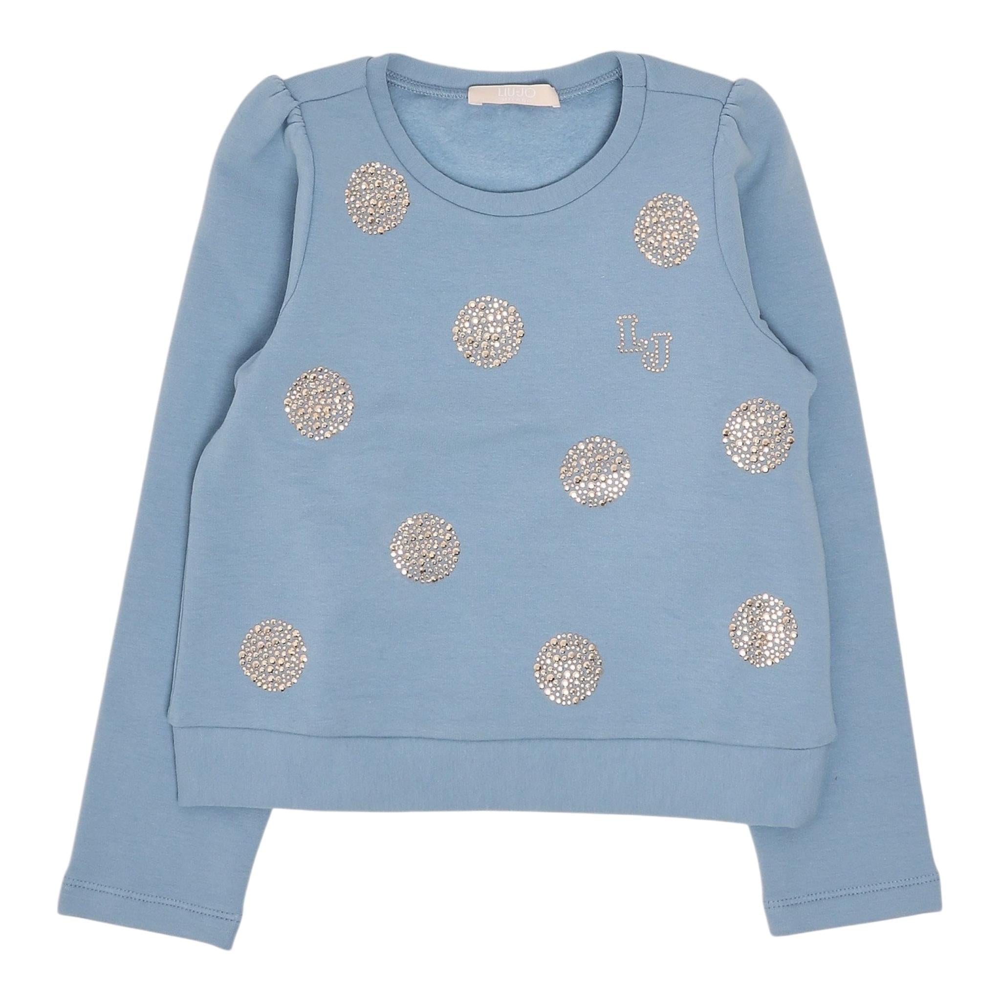 LIU JO felpa chiusa girocollo tnta unita con brillantini Azzurro per Bambina KF4108XXX AZZURRO LIU JO