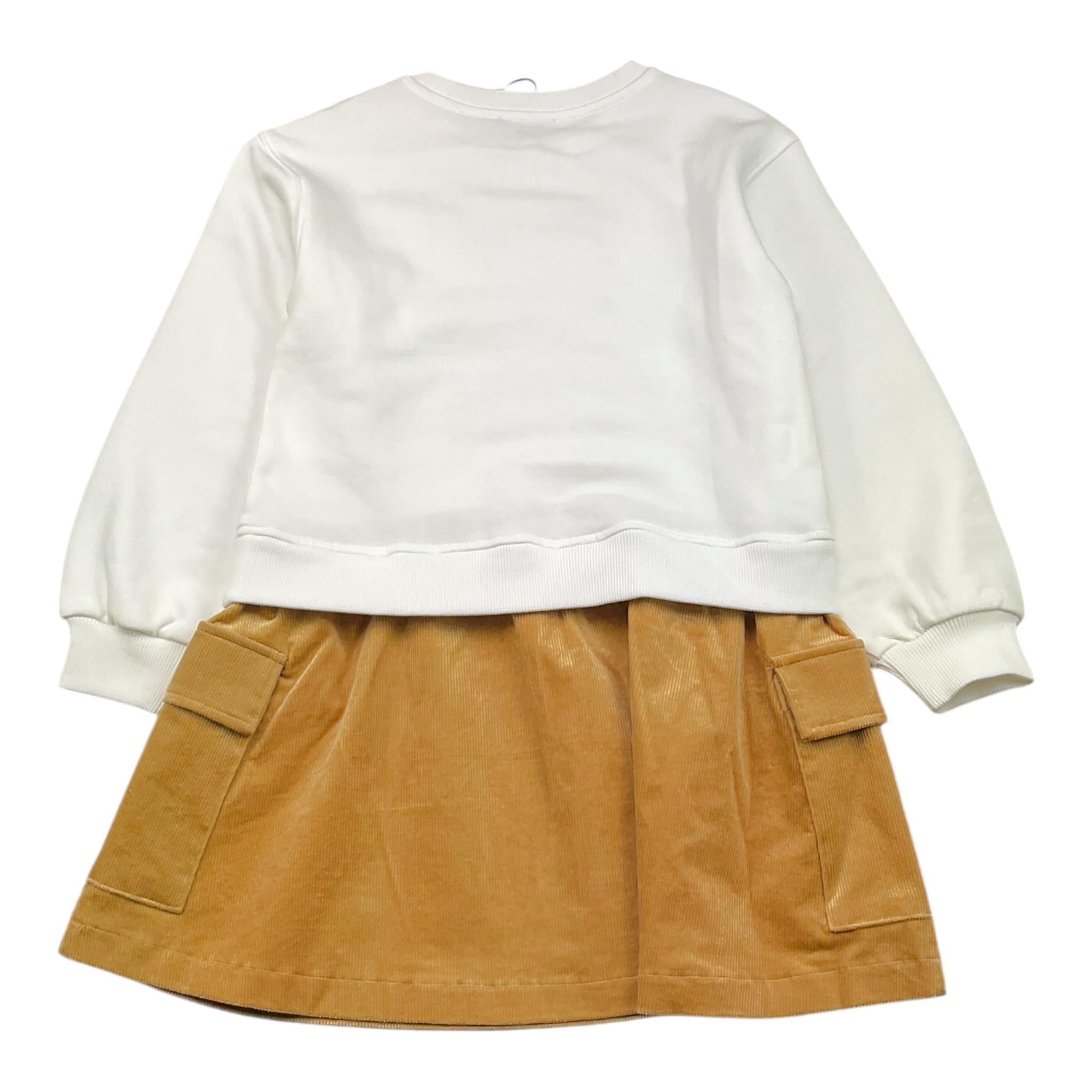 MOSCHINO abito bicolore con stampa Bianco/cammello per Bambina HDV0GV BIANCO/CAMMELLO MOSCHINO