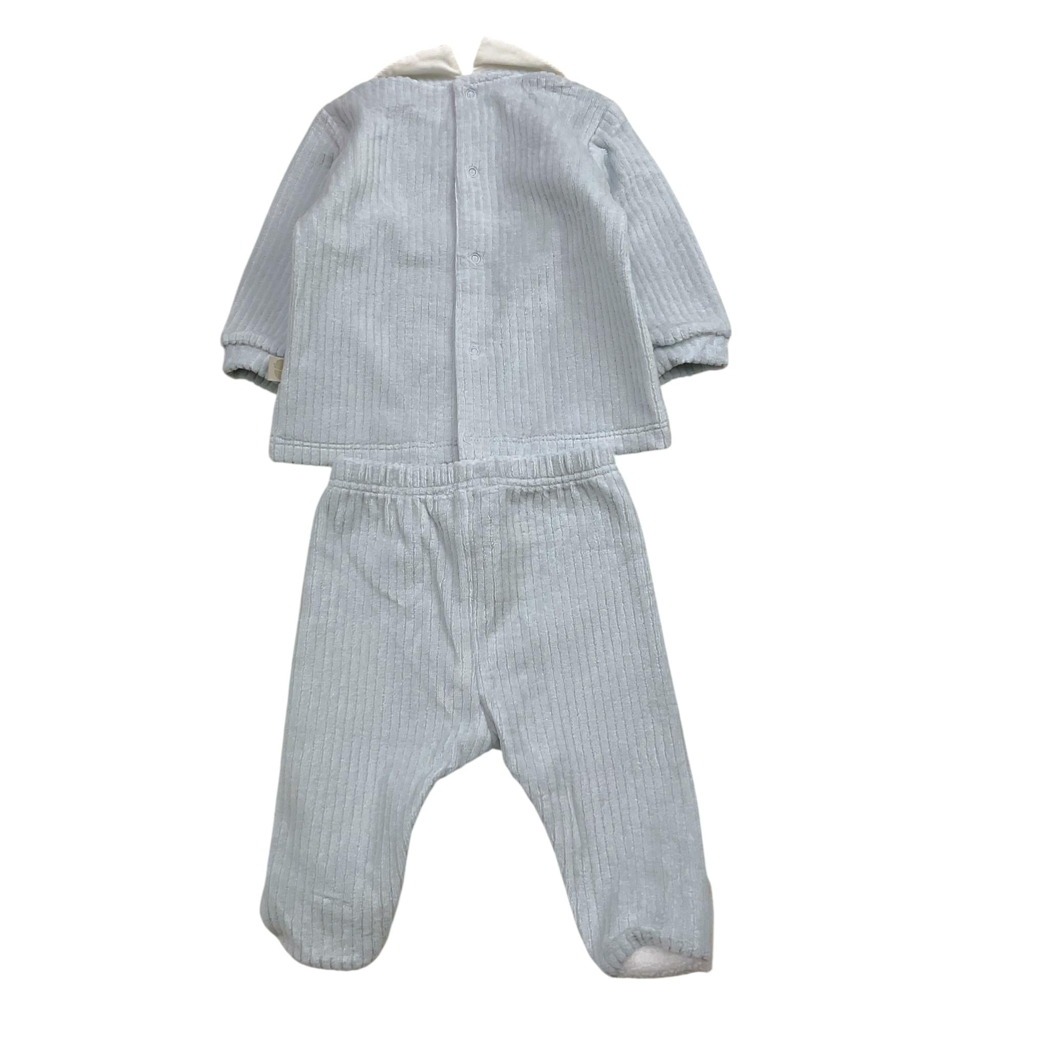 LALALU' completo 2pz maglia-ghettina tinta unita con stampa Azzurro per Neonata CPL1N AZZURRO LALALU'