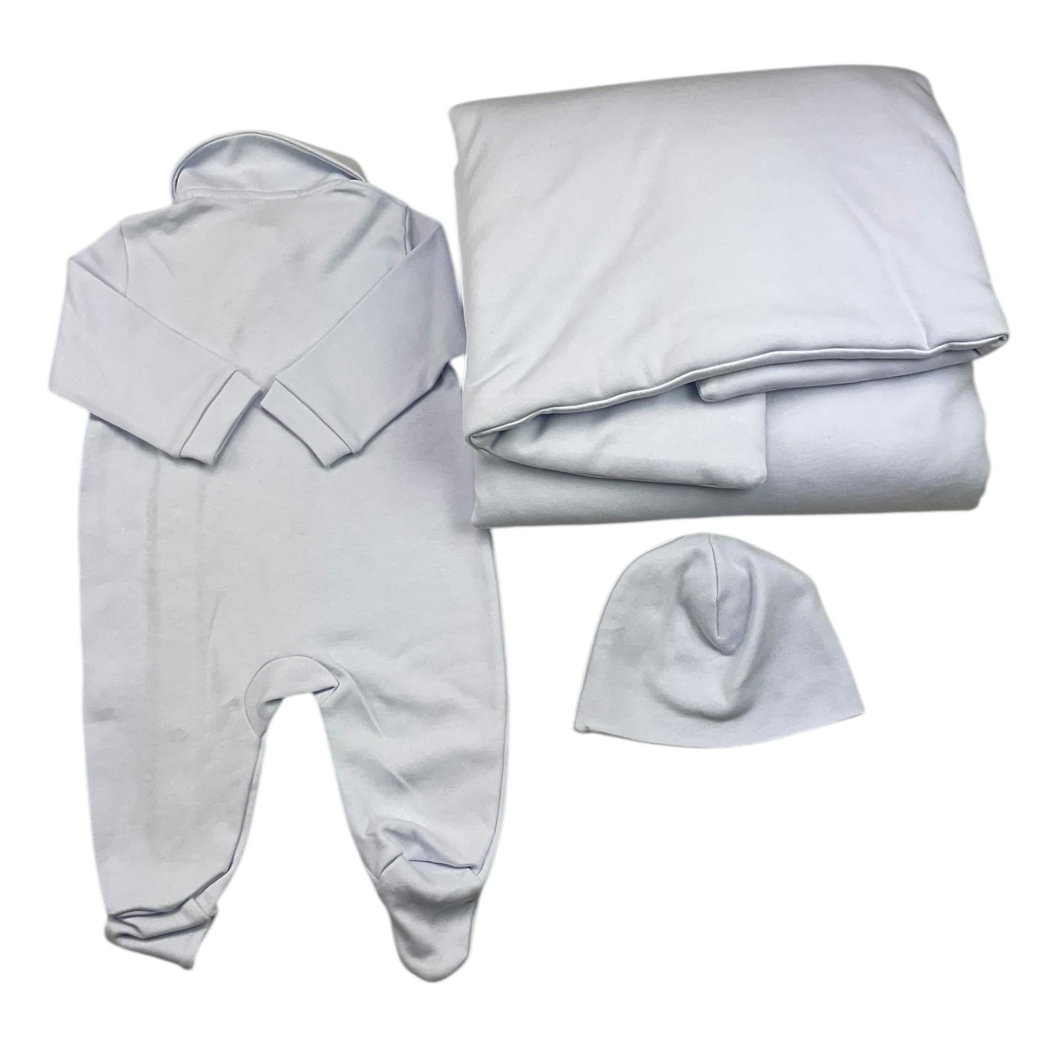 STORY LORIS set 3 pezzi tutina-cappello-coperta tinta unita Azzurro per Neonato 249092 AZZURRO STORY LORIS