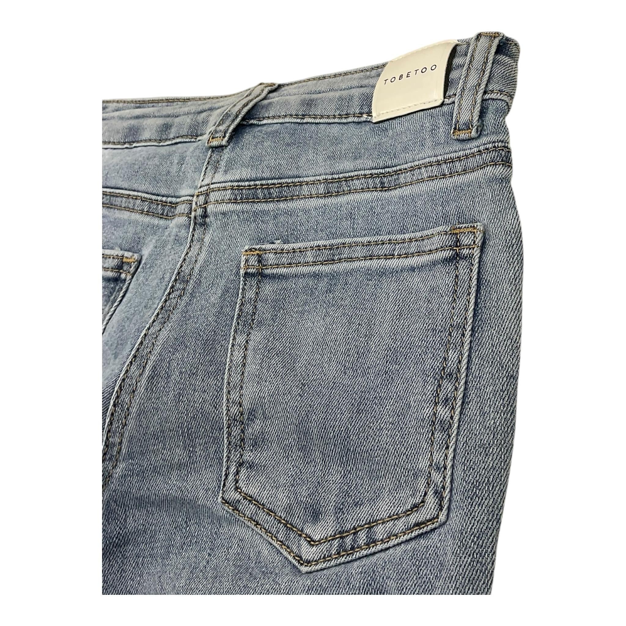 TO be too jeans tinta unita modello zampa Azzurro per Bambina TOB306 AZZURRO TO be too