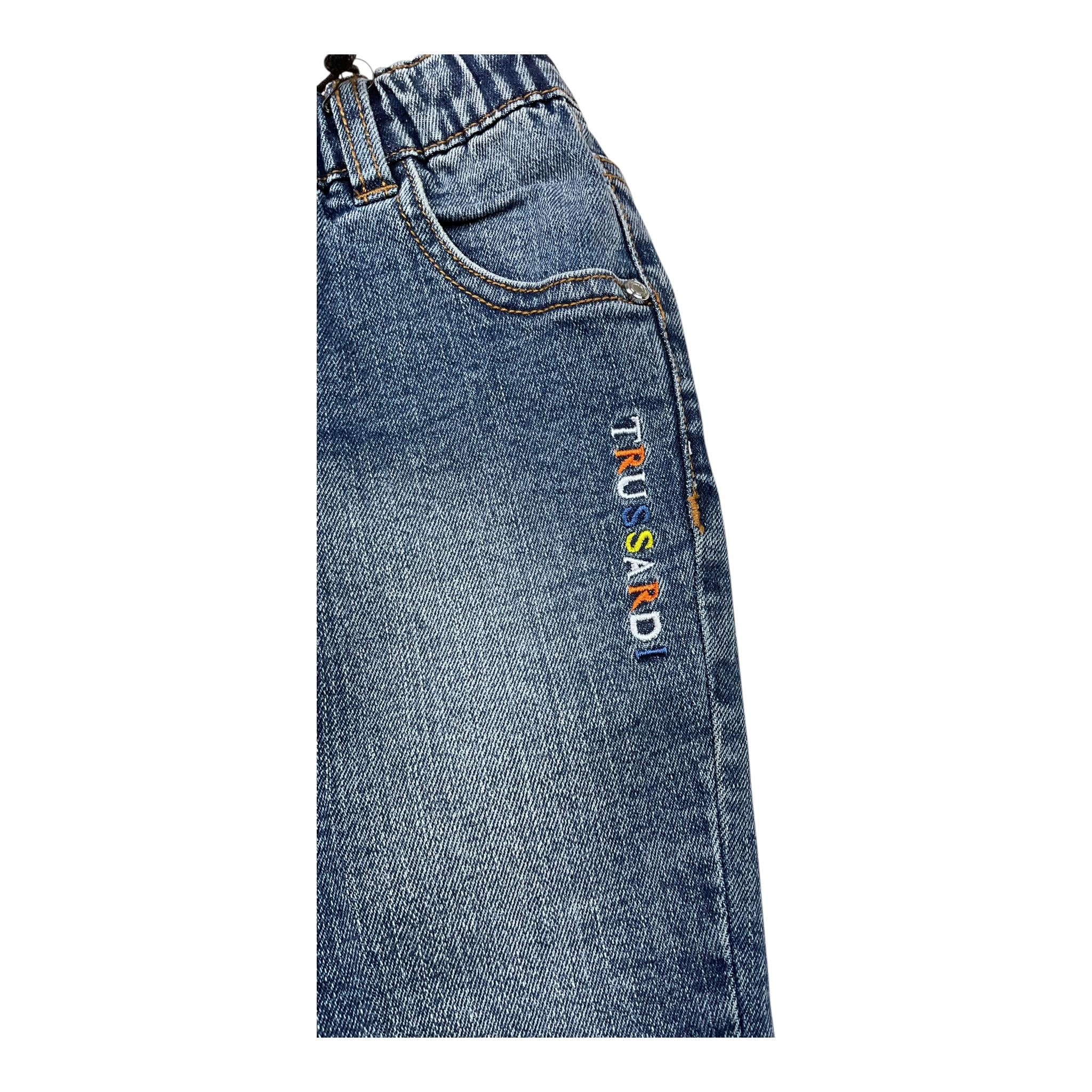 TRUSSARDI jeans tinta unita con elastico in vita Blu per Neonato TIA24143PAN BLU TRUSSARDI
