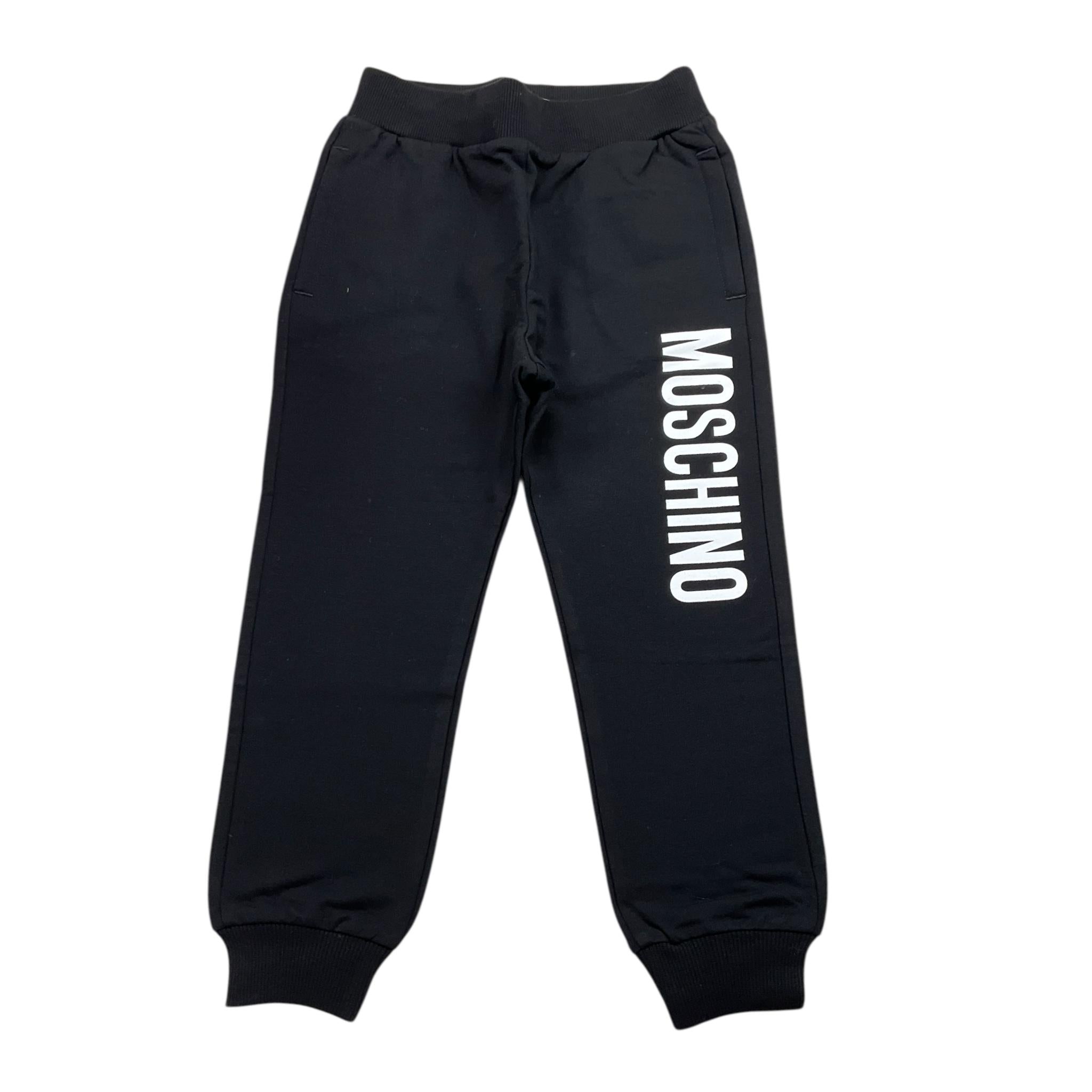 MOSCHINO pantalone tinta unita con logo Nero per Bambino HUP086X NERO MOSCHINO