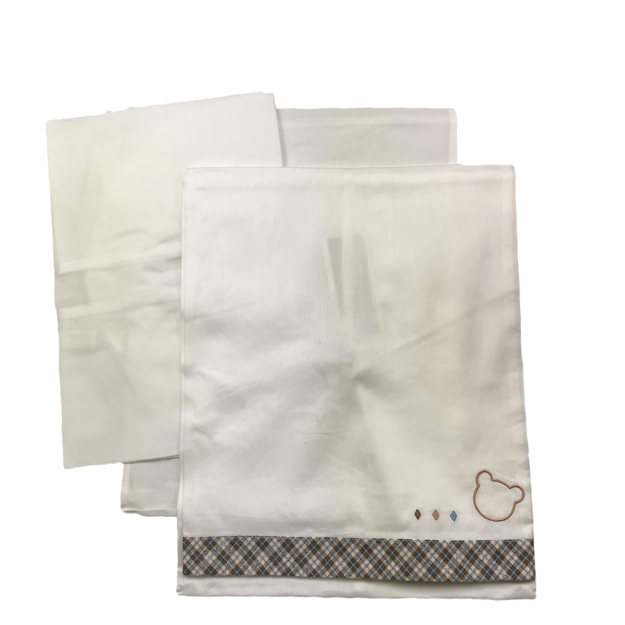 MARLU' set coperta 3pz tinta unita con stampa Bianco per Neonato IG55LE BIANCO MARLU'