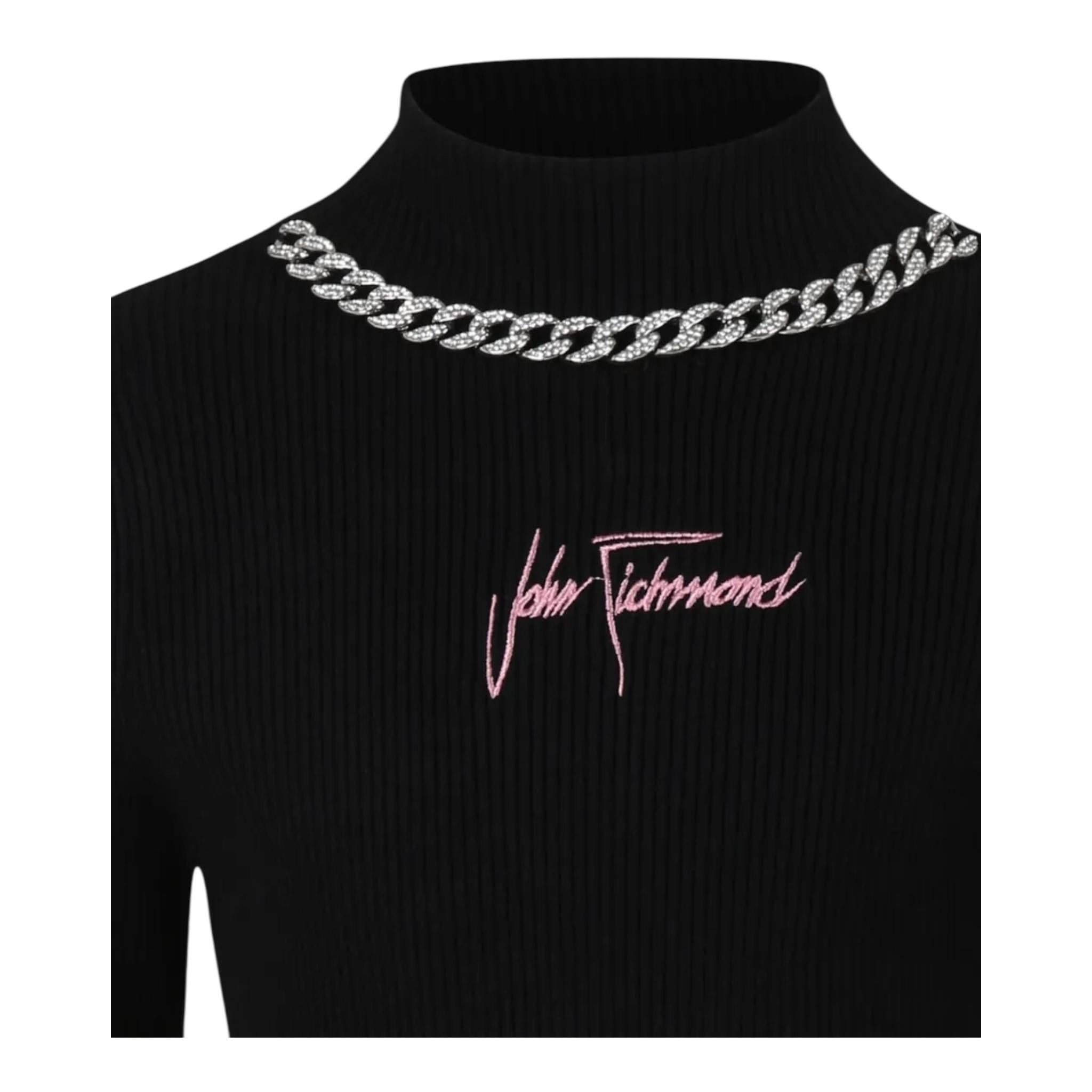 JOHN RICHMOND maglia mezza collo tinta unita con applicazioni Nero per Bambina RGA24080MAXX NERO JOHN RICHMOND