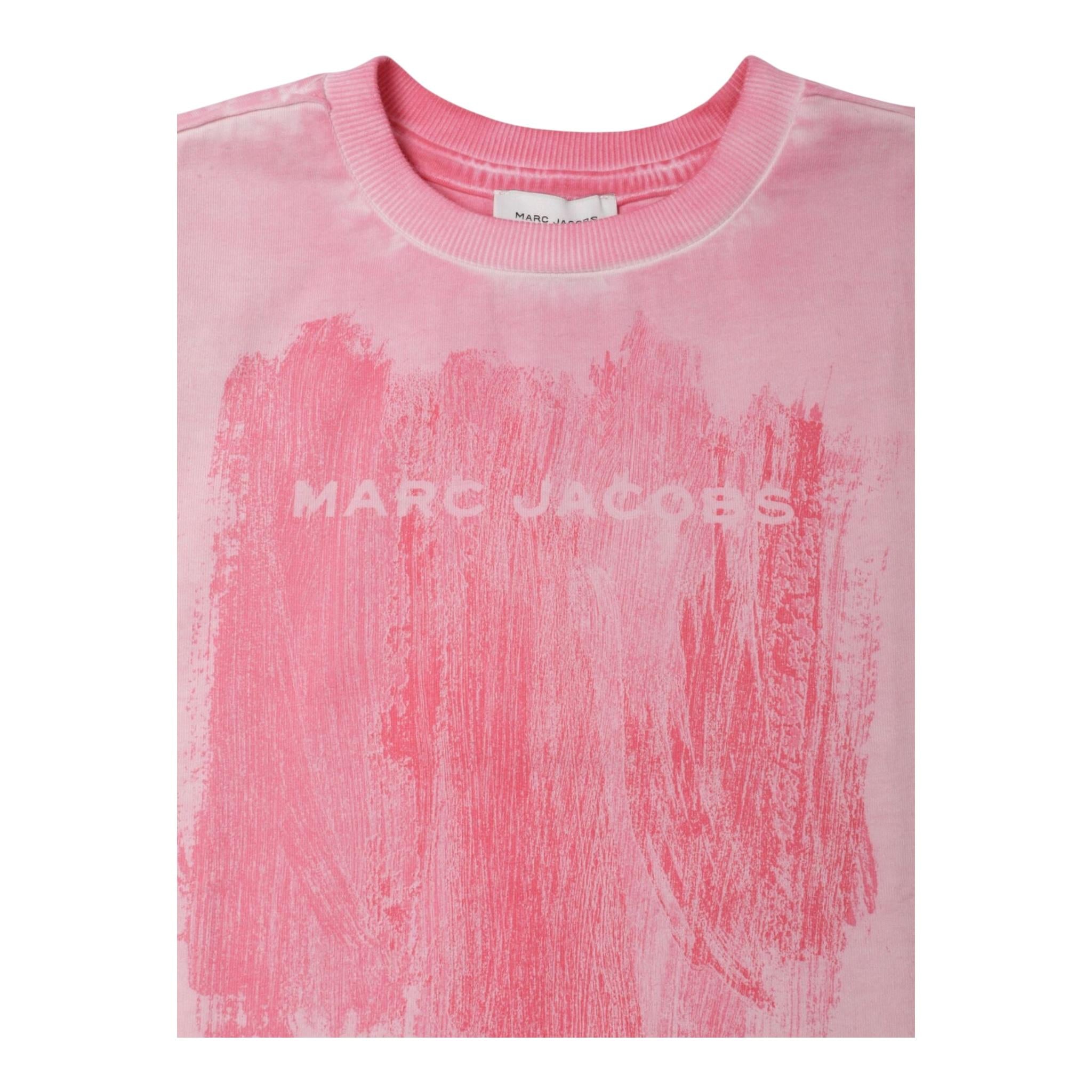 MARC JACOBS t-shirt girocollo tinta unita con stampa logo Rosa per Bambina W60281 ROSA MARC JACOBS