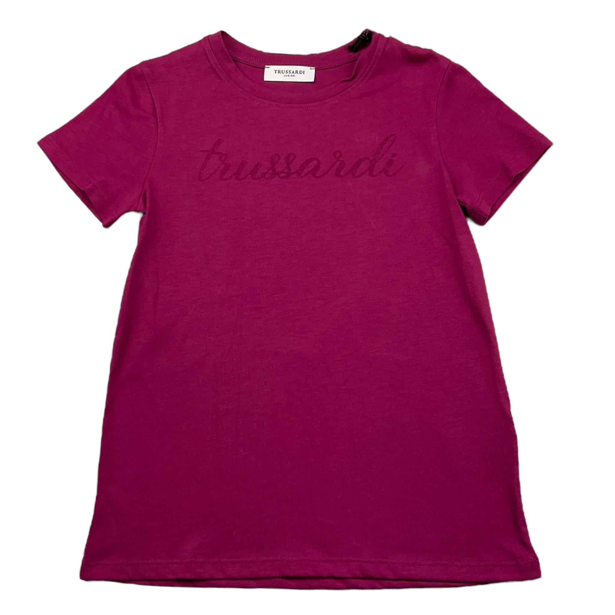 TRUSSARDI t-shirt girocollo tinta unita cn logo Fuxia per Bambina TGA25002 FUXIA TRUSSARDI